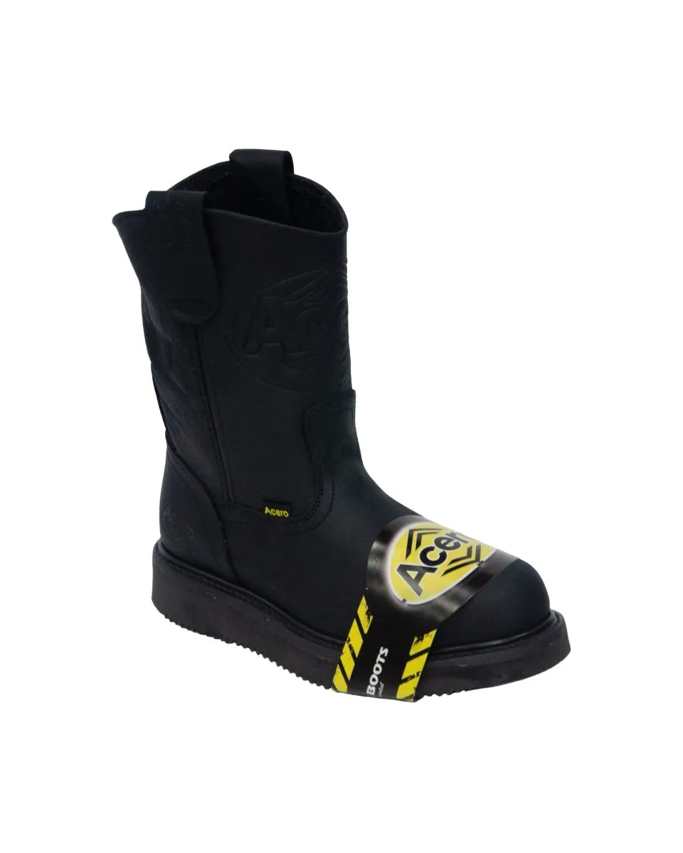 ACERO WORK BOOTS Oiled Black Whit Black Striped Sole Steel Toe