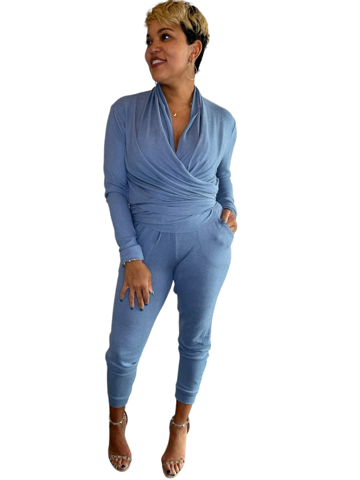April - Denim Wrap Top - TN-154