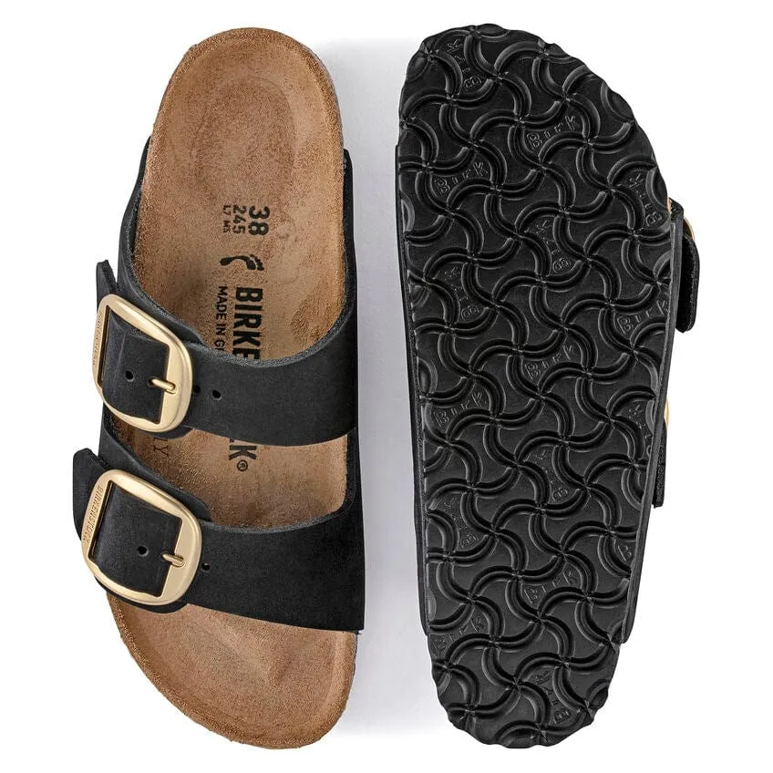 Arizona Big Buckle Black/Gold Nubuck Leather