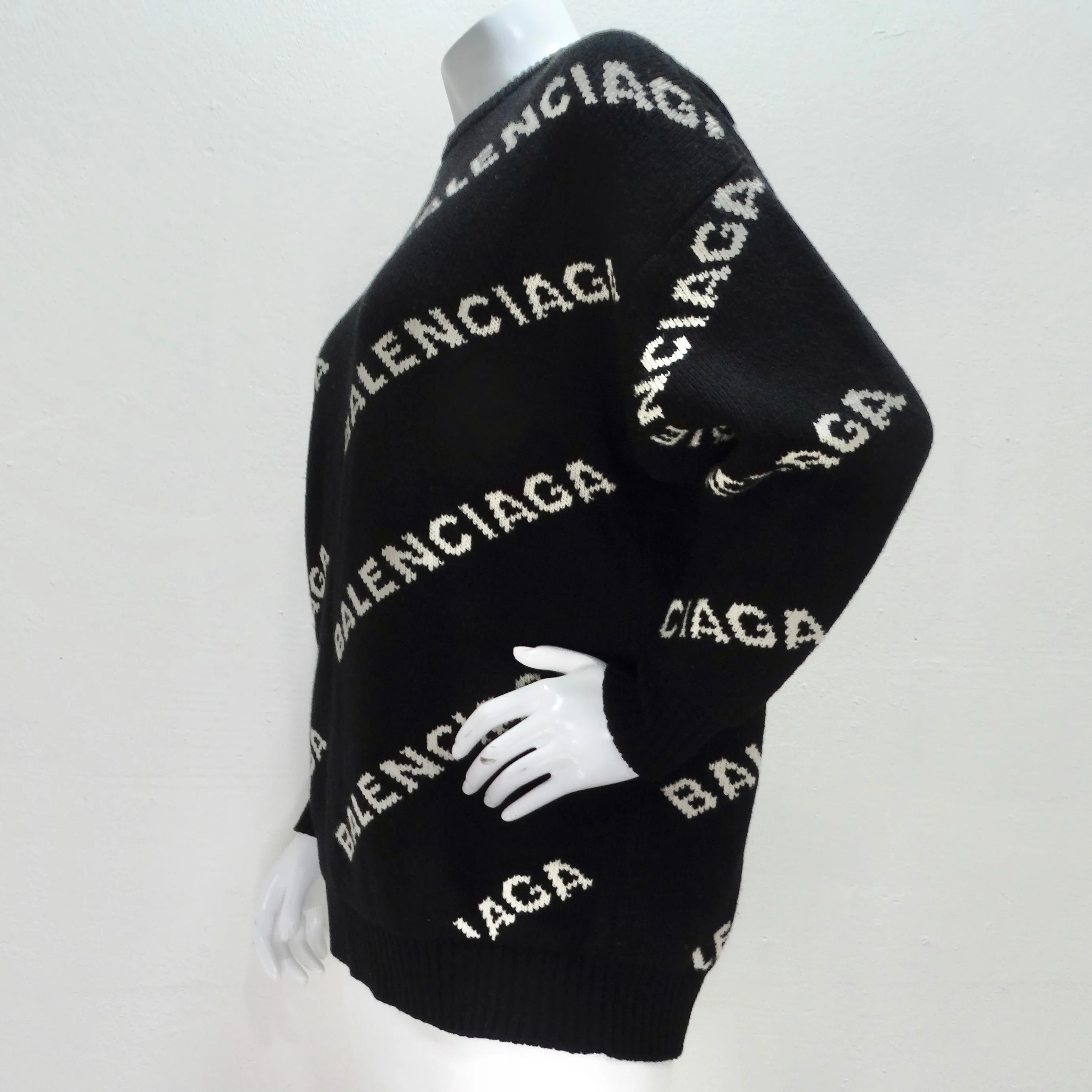 Balenciaga Allover Logo Wool Sweater