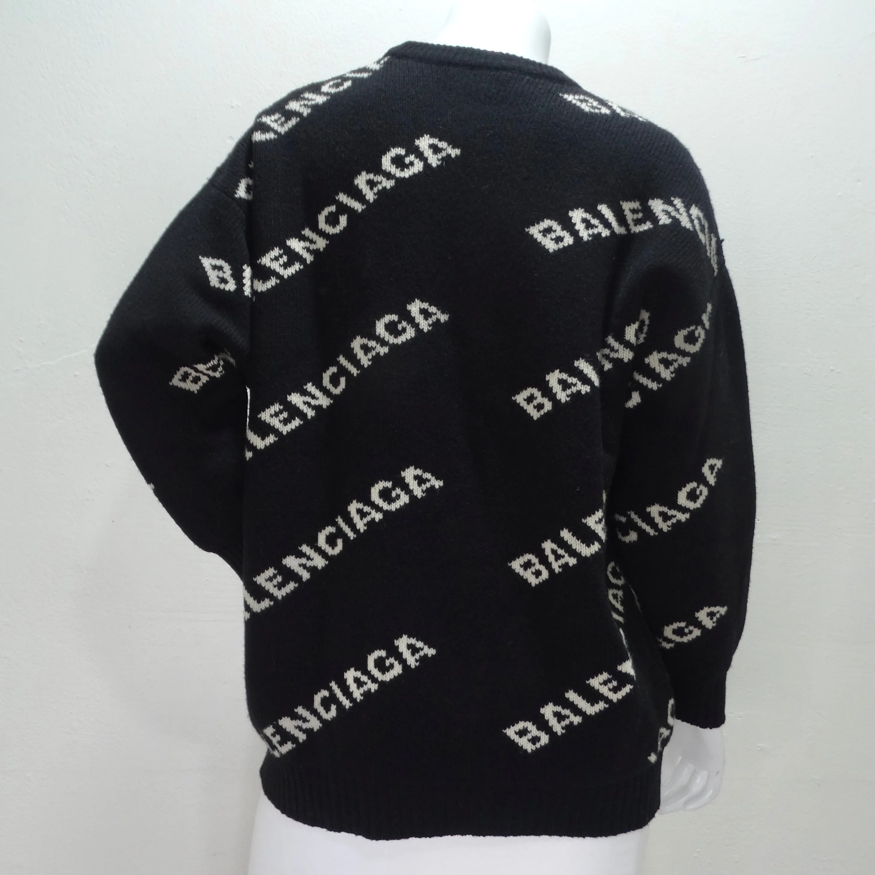 Balenciaga Allover Logo Wool Sweater