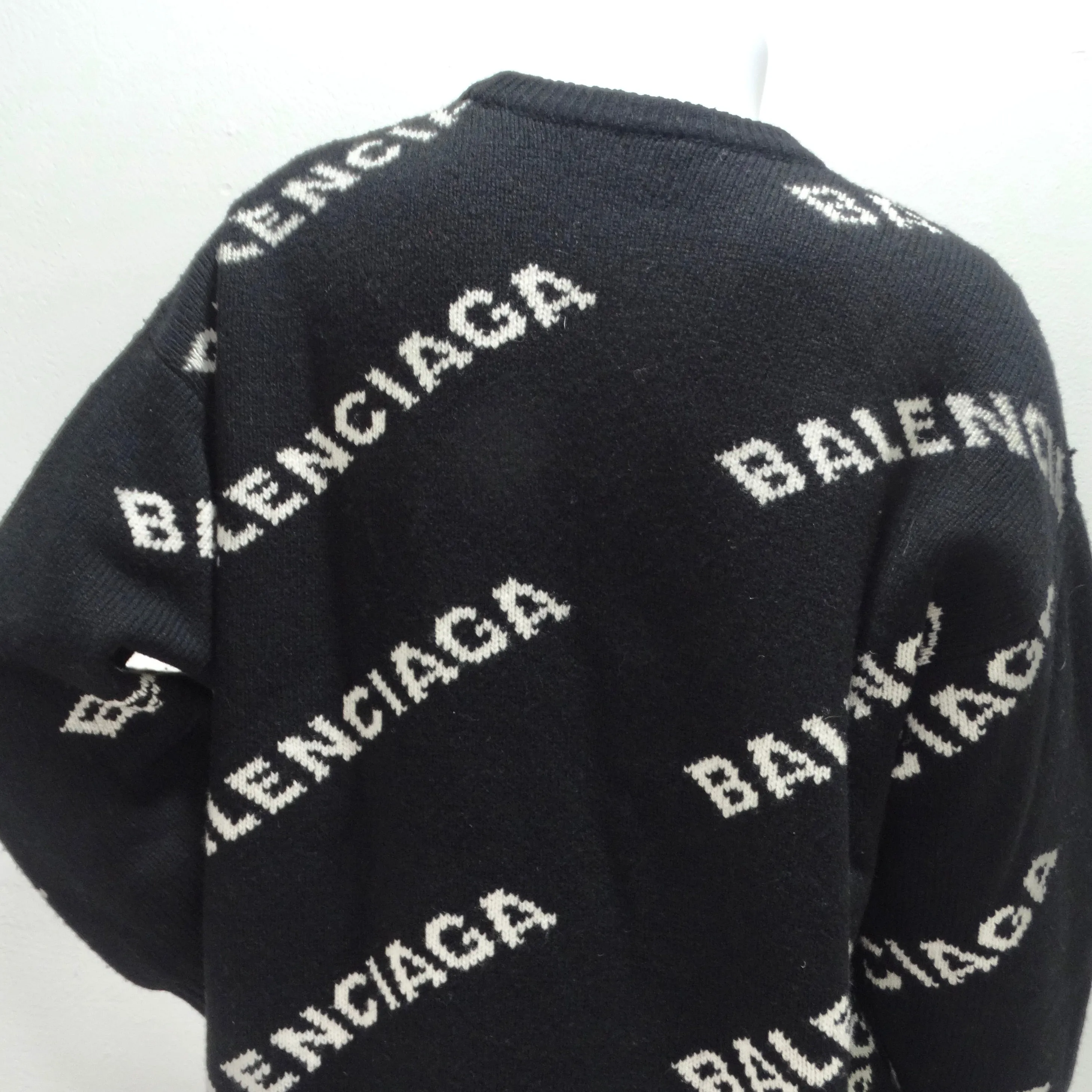 Balenciaga Allover Logo Wool Sweater