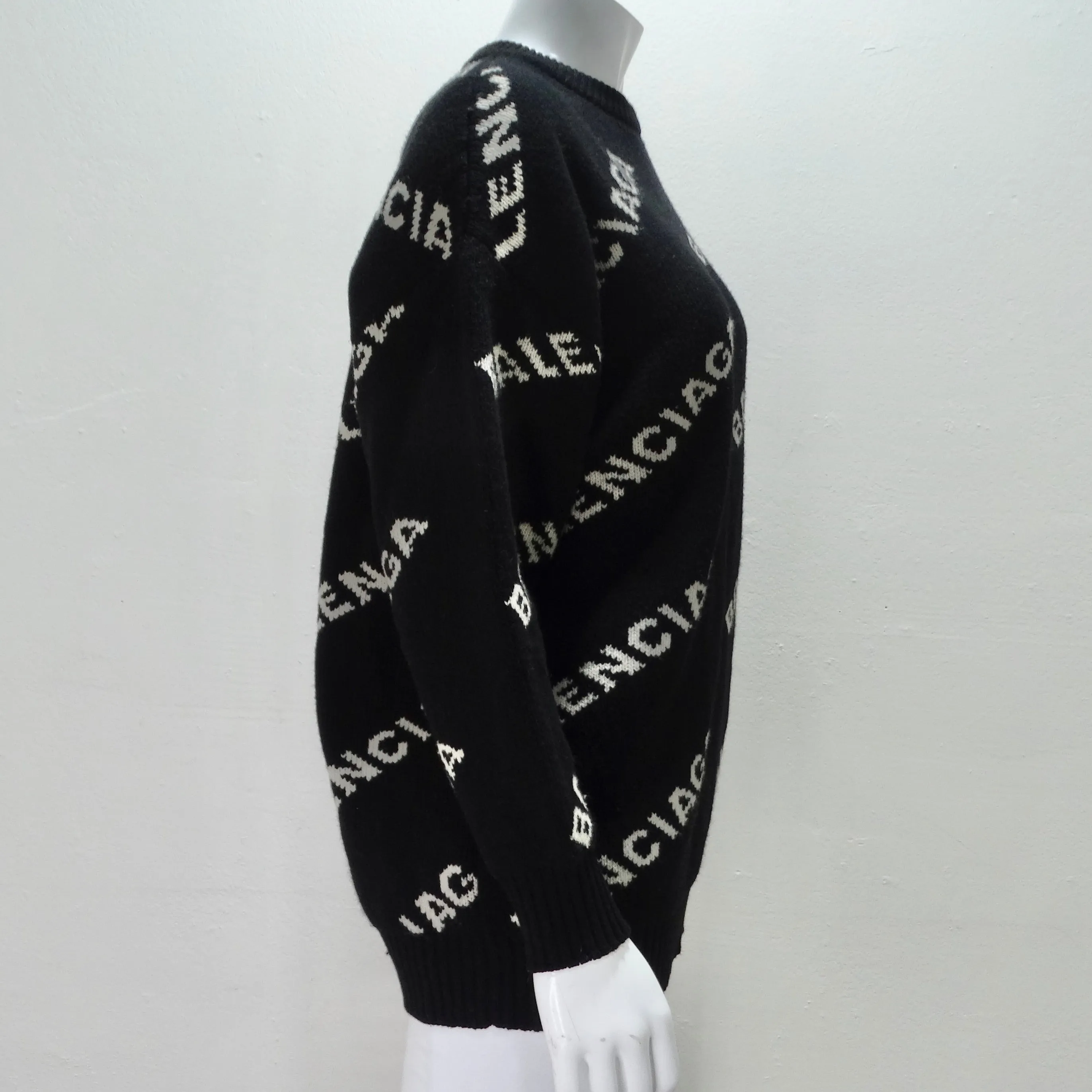 Balenciaga Allover Logo Wool Sweater