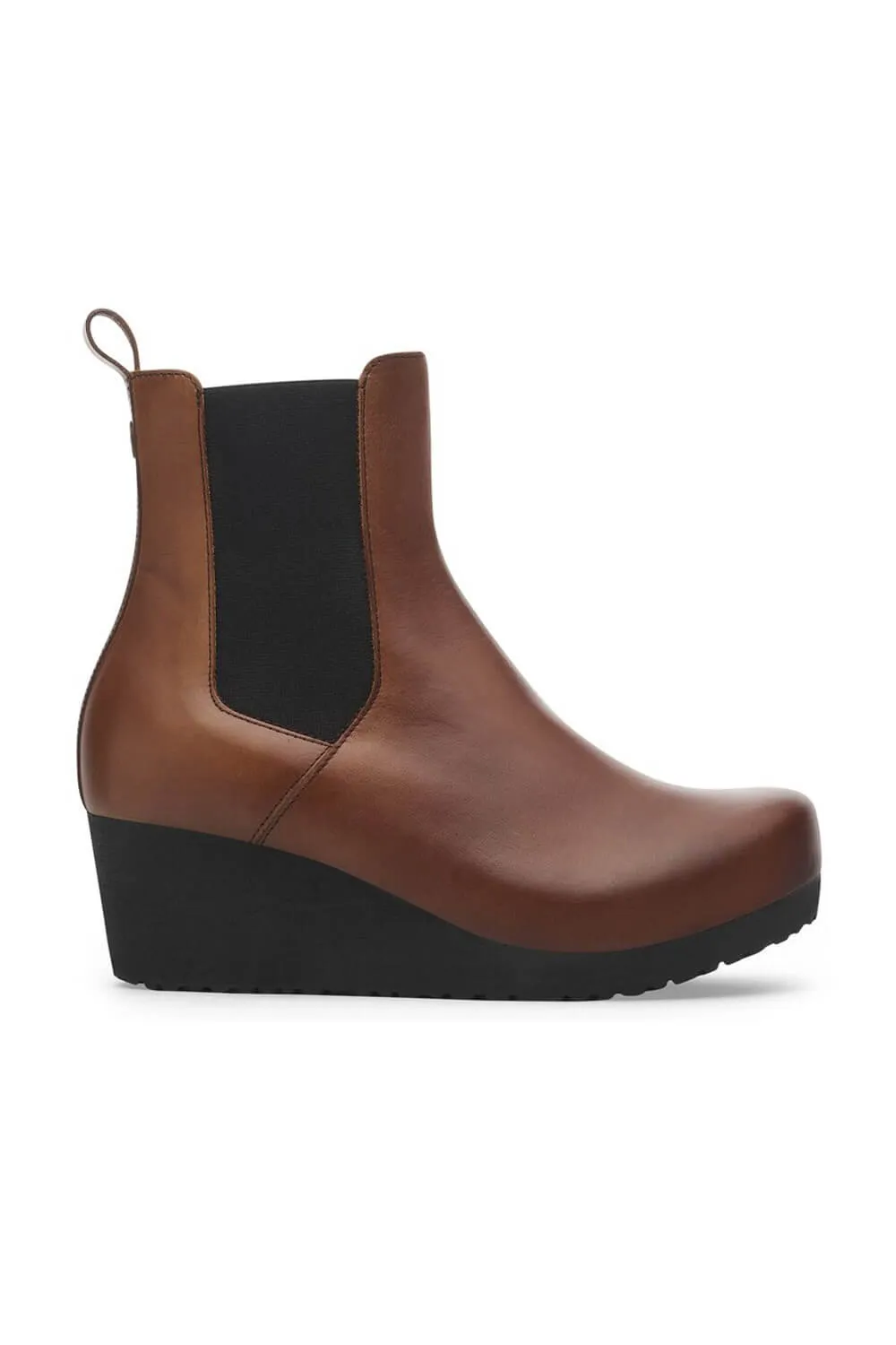 Birkenstock Papillo Ebba Slip On Leather Booties for Women in Black/Cognac | 1028385