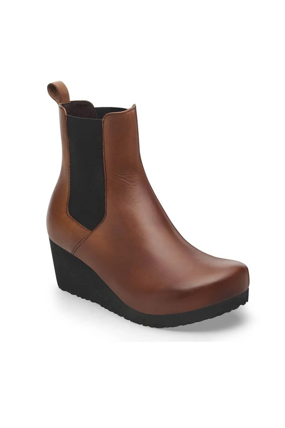Birkenstock Papillo Ebba Slip On Leather Booties for Women in Black/Cognac | 1028385