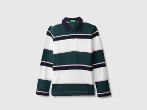 Black And Green Striped Polo T-Shirt