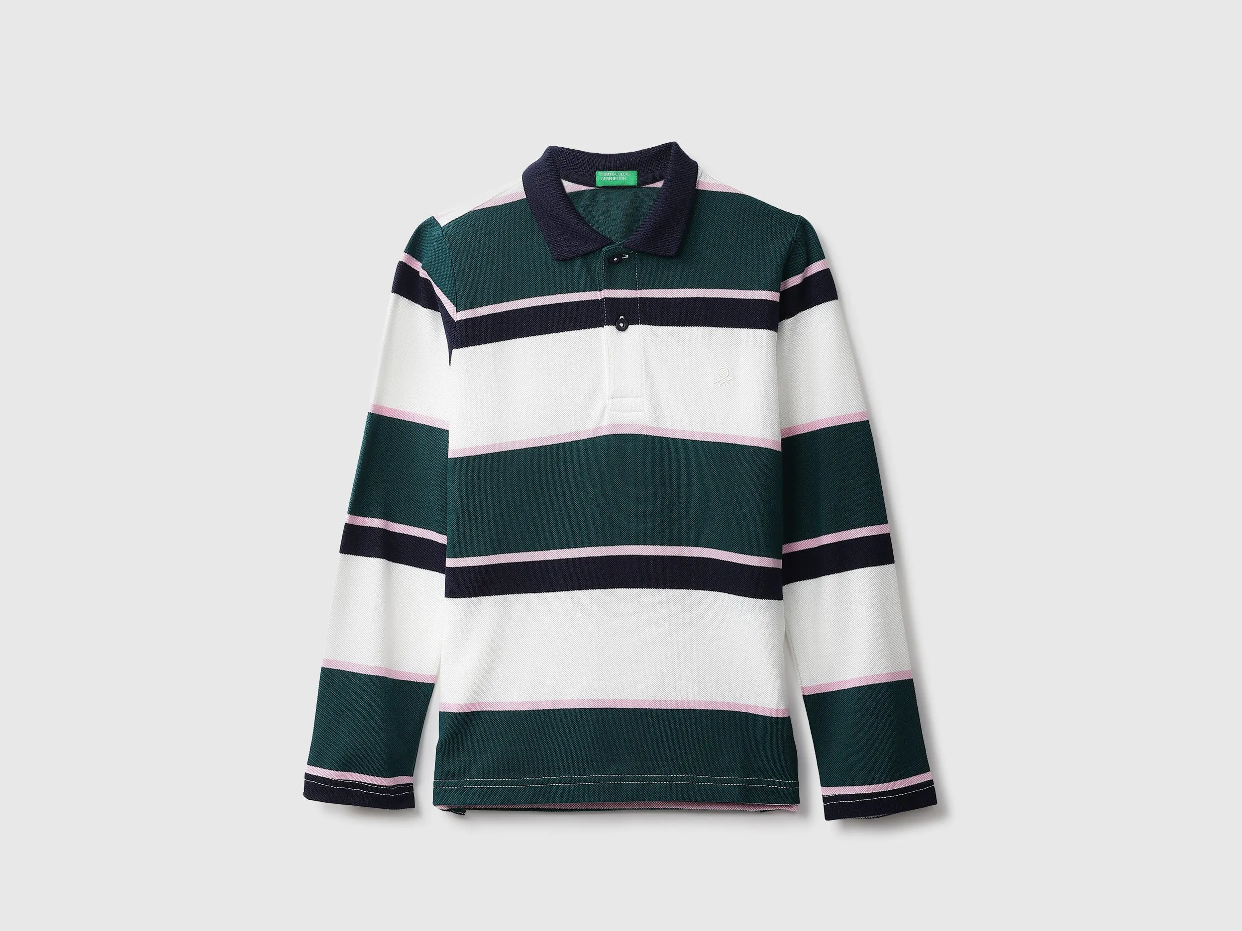 Black And Green Striped Polo T-Shirt