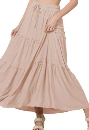 Bohemian 3 Tier Skirt in Tan