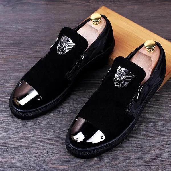 British Fashion Punk Flats Suede Genunie Leather Shoes