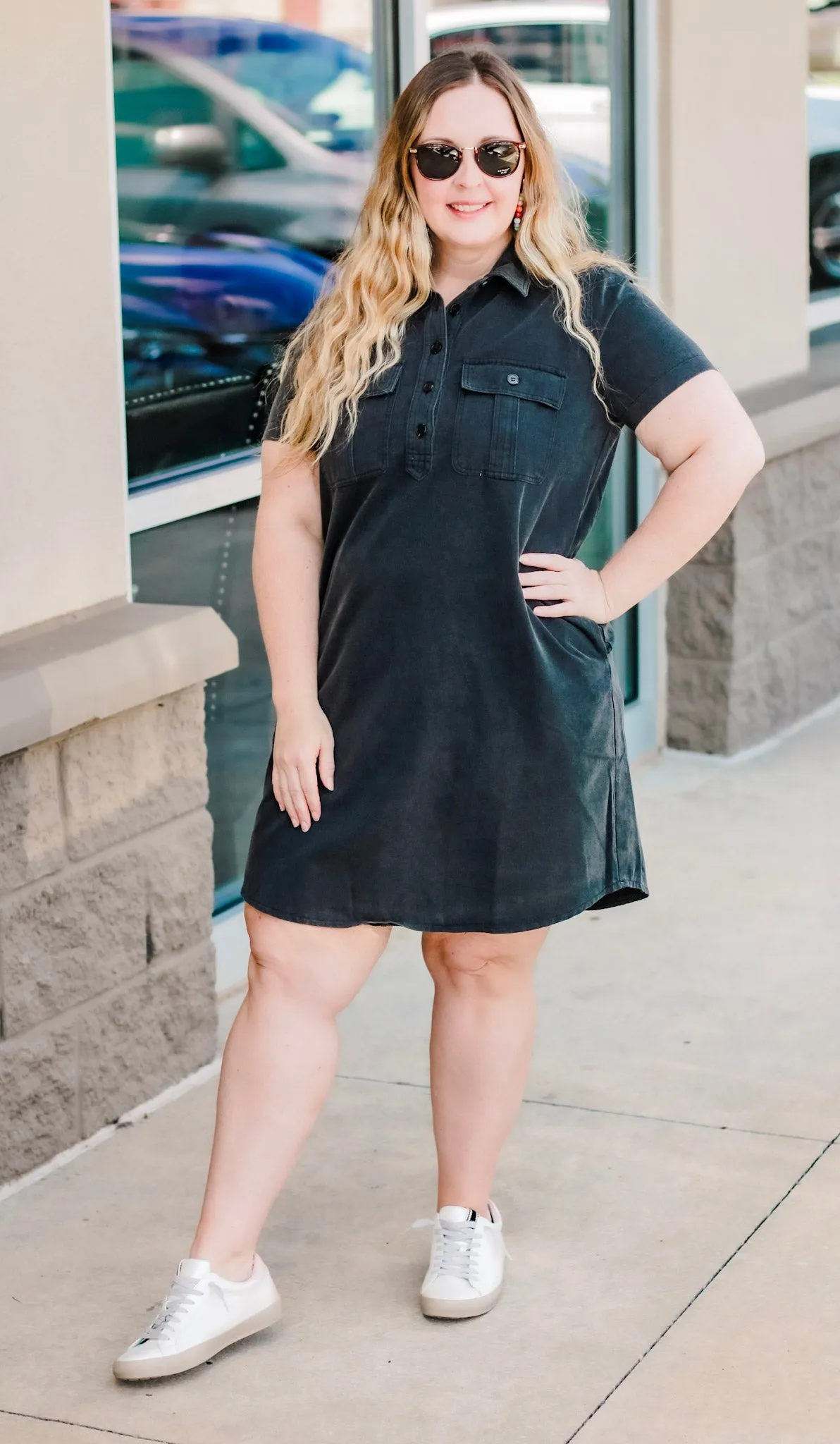 Can't Be Left Behind Dress in Charcoal