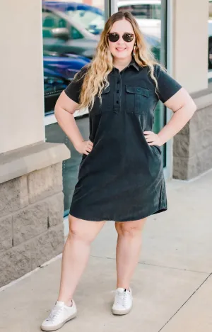 Can't Be Left Behind Dress in Charcoal