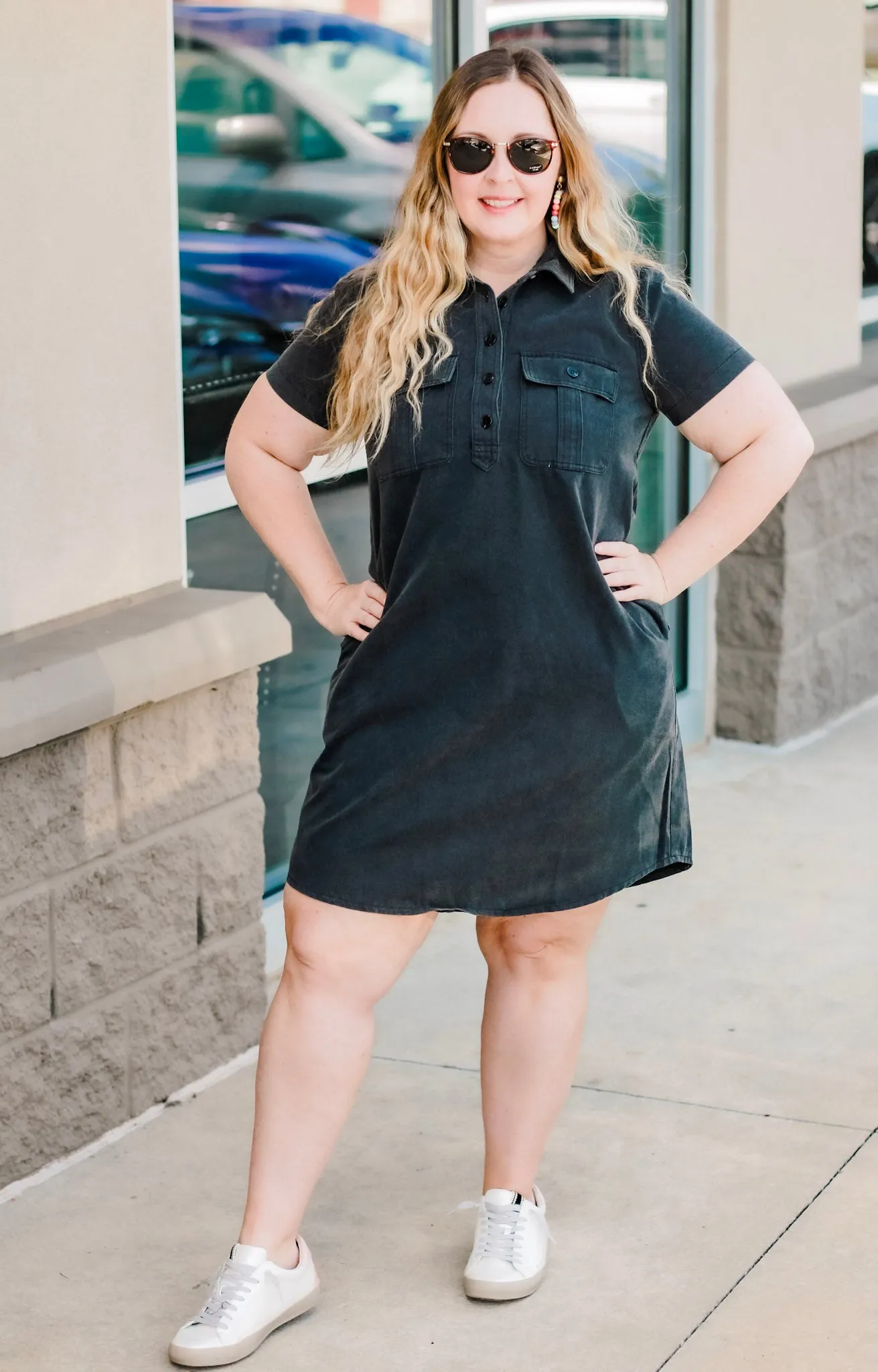 Can't Be Left Behind Dress in Charcoal