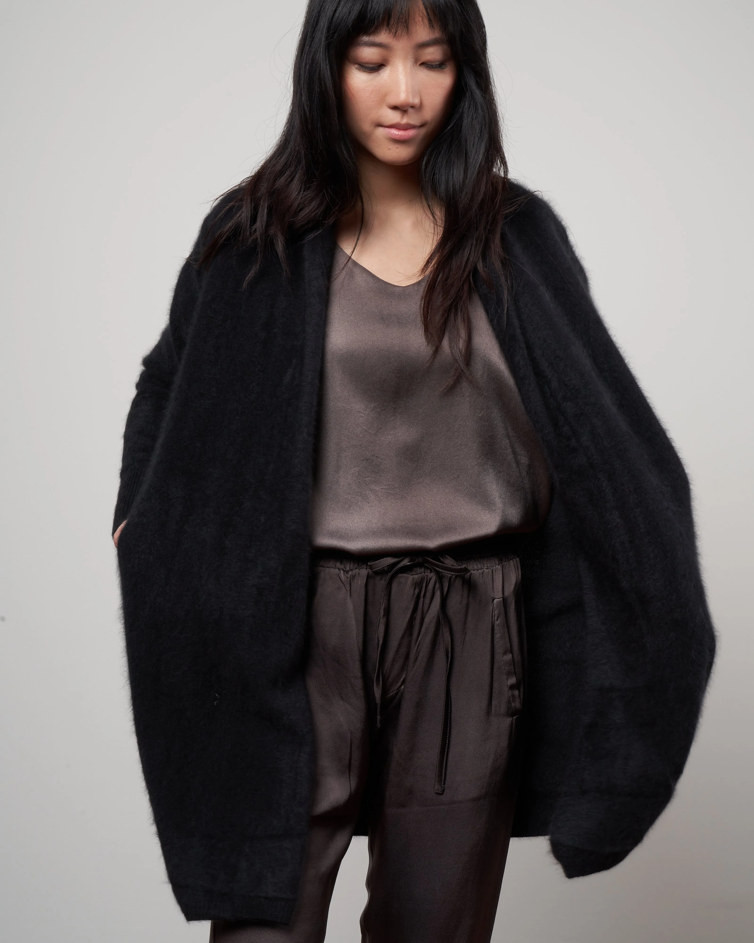 cashmere sweater coat - black