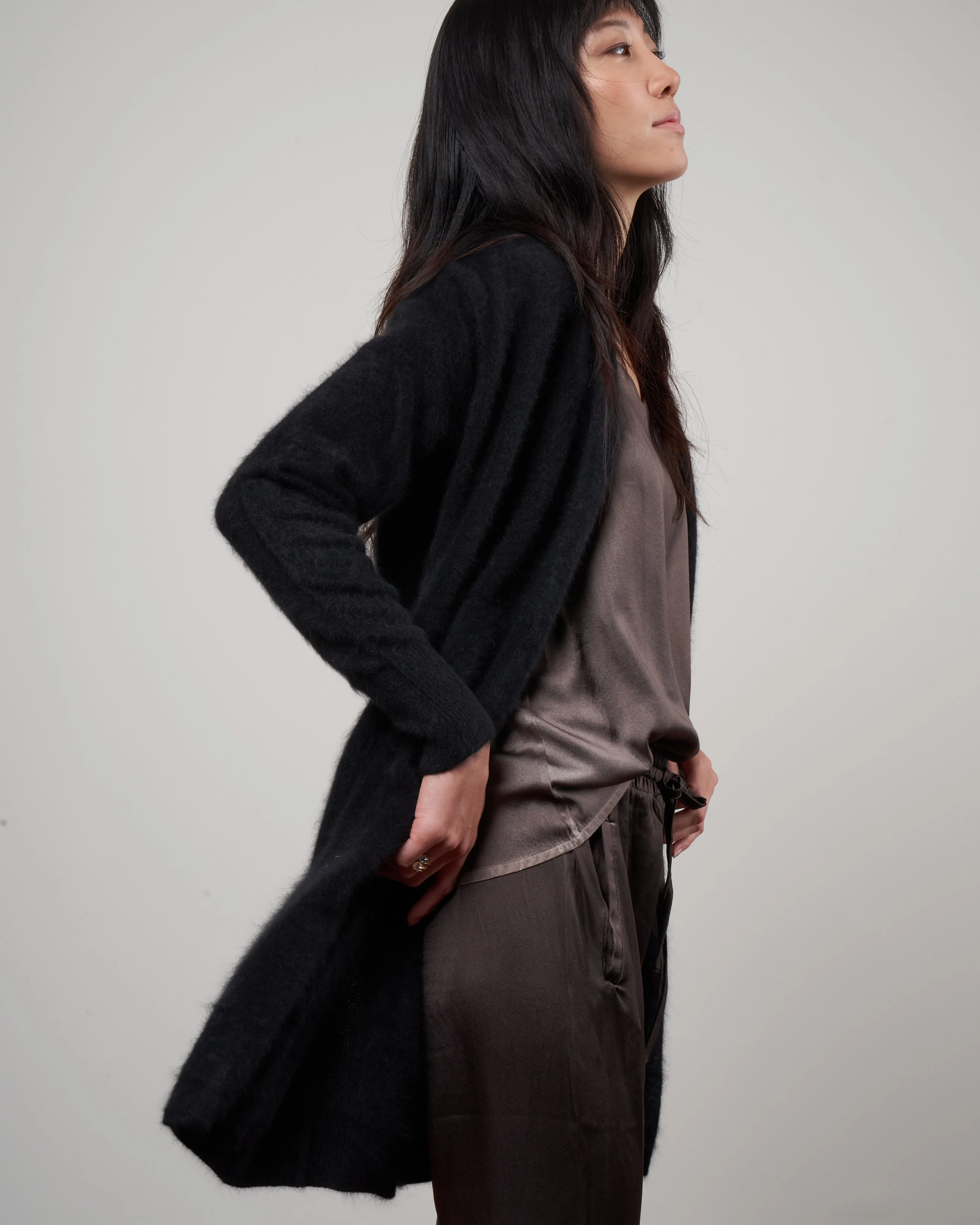 cashmere sweater coat - black