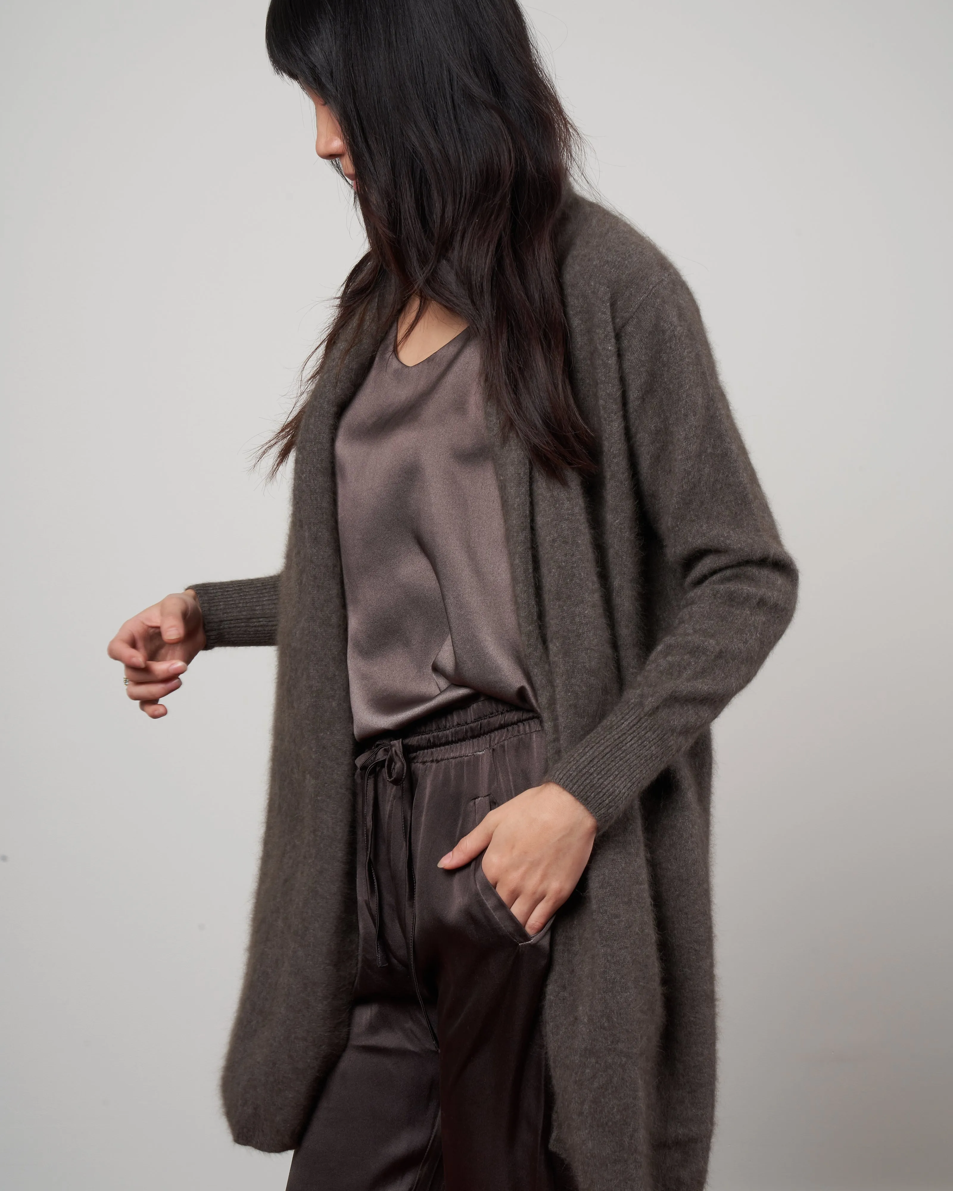 cashmere sweater coat -  grey brown