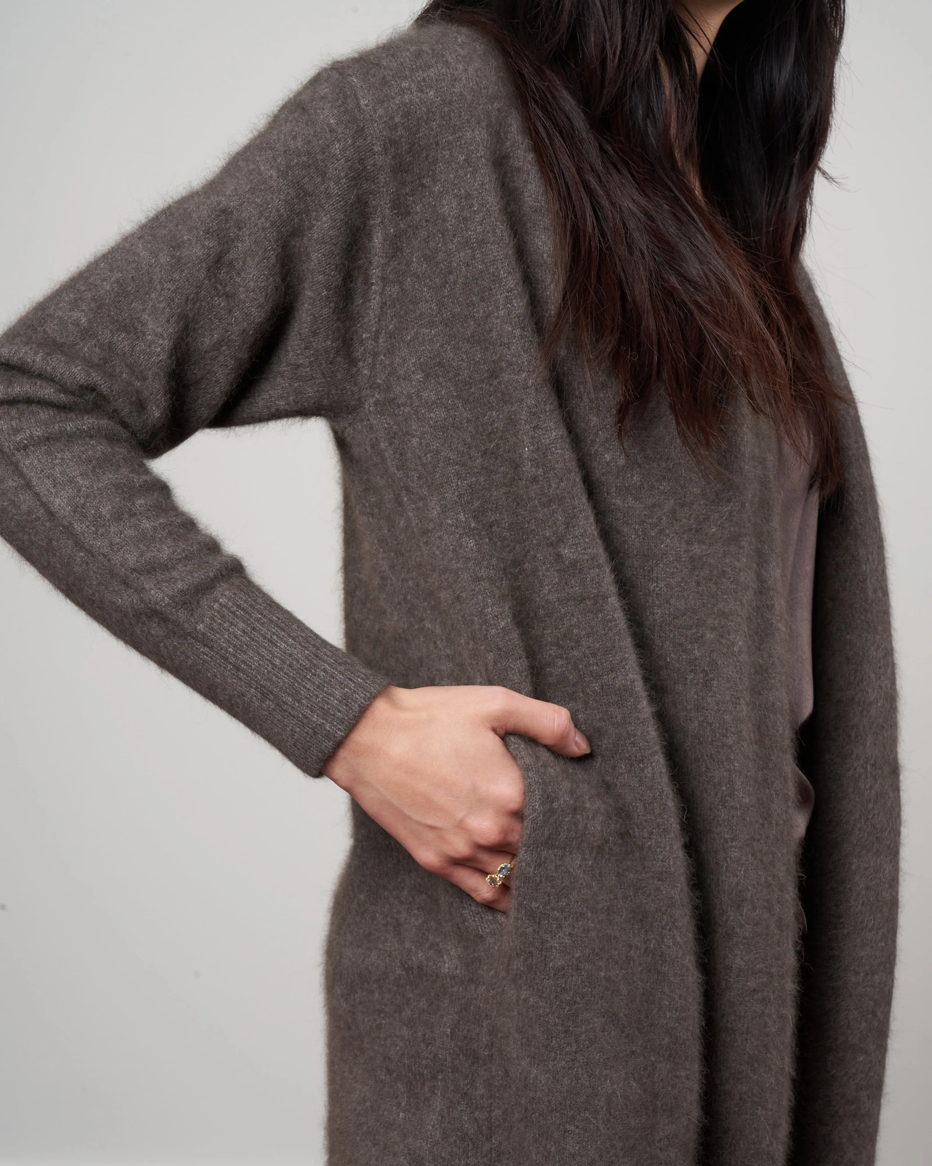 cashmere sweater coat -  grey brown