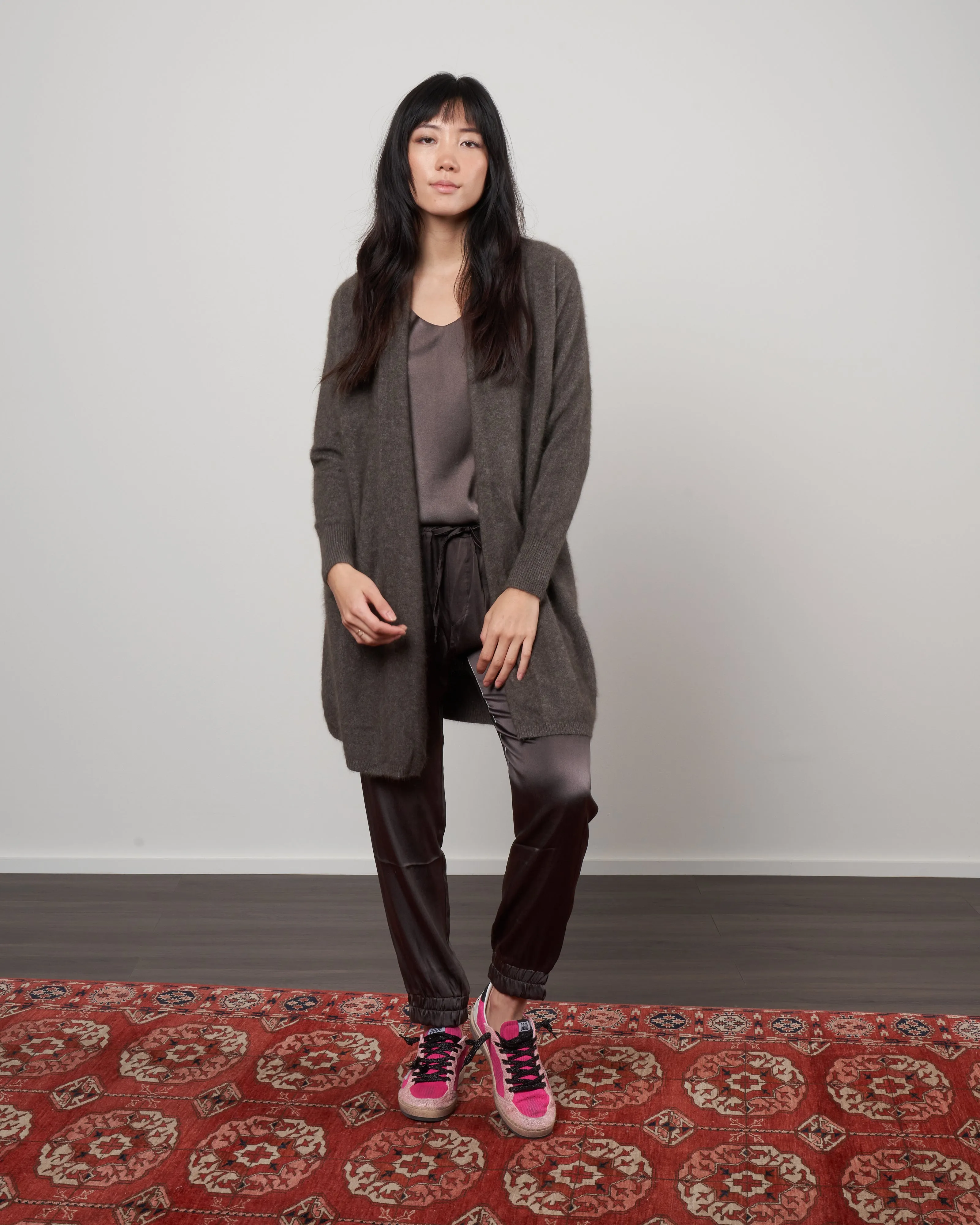 cashmere sweater coat -  grey brown