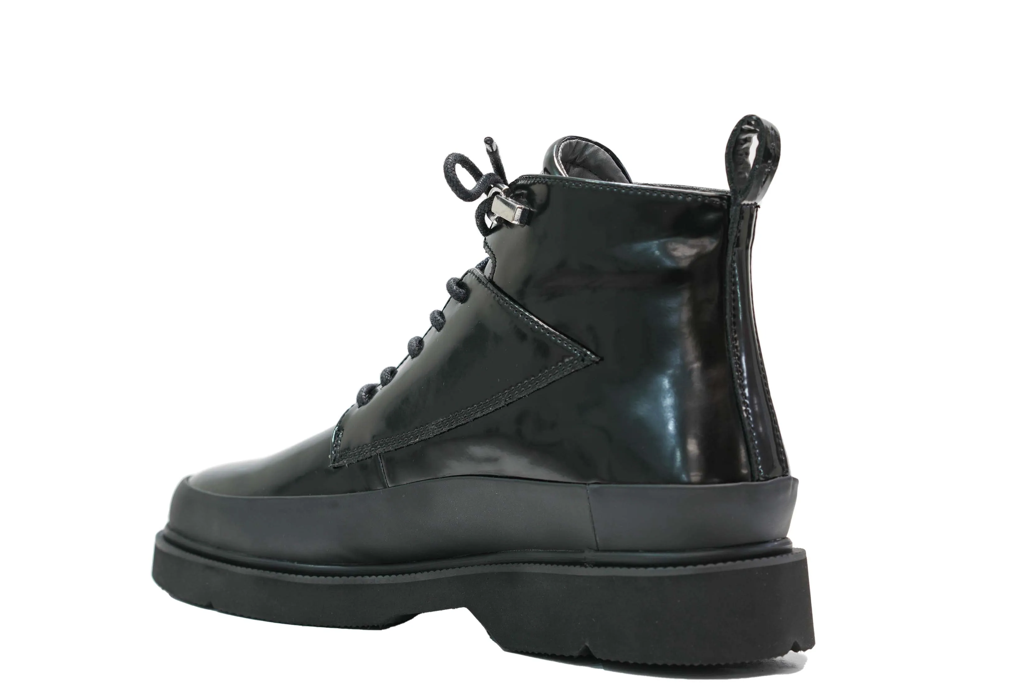 Cesare Paciotti 4US Men’s Leather Black Shiny Lace Up Boot BB9053