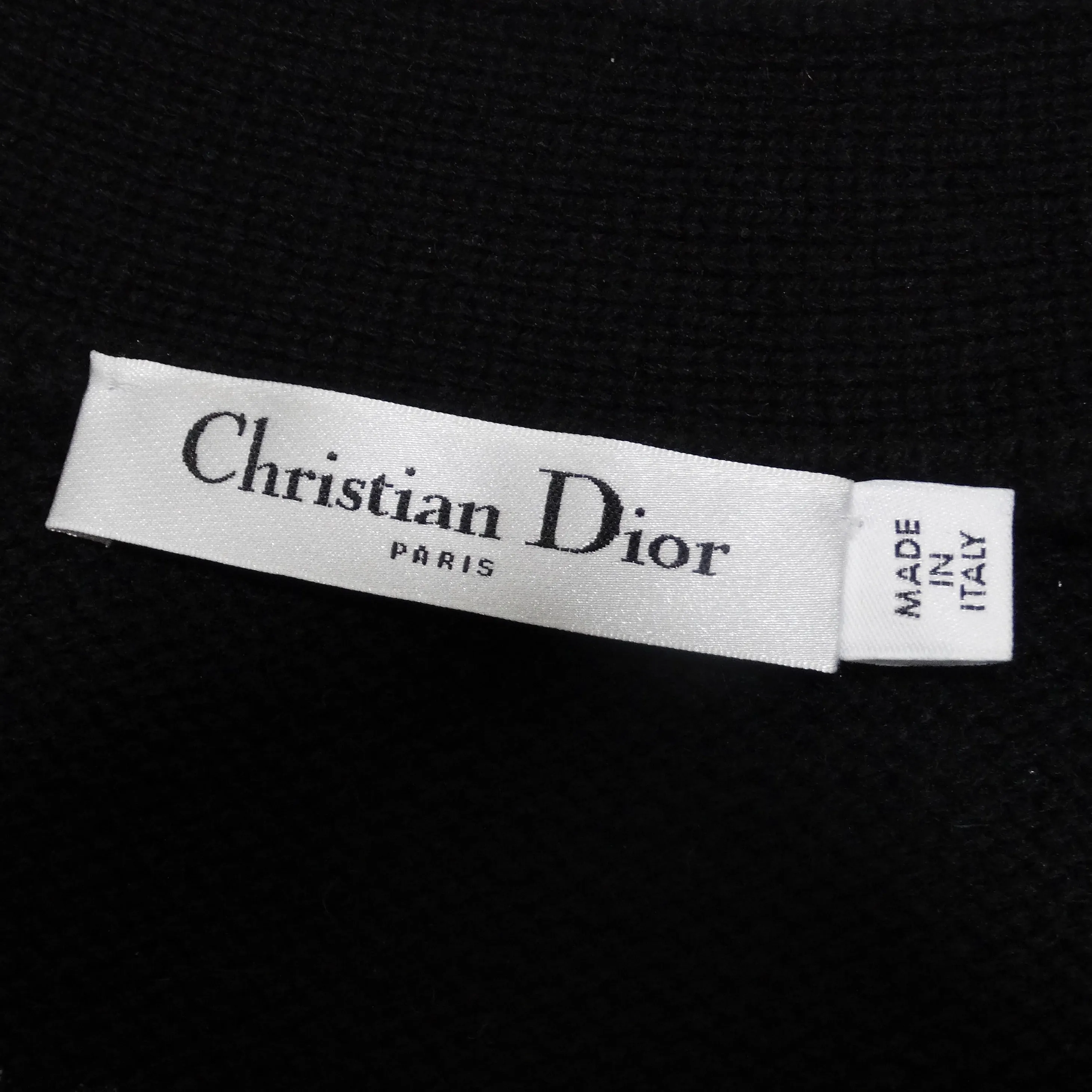 Christian Dior Black Cashmere Knit Logo Cardigan