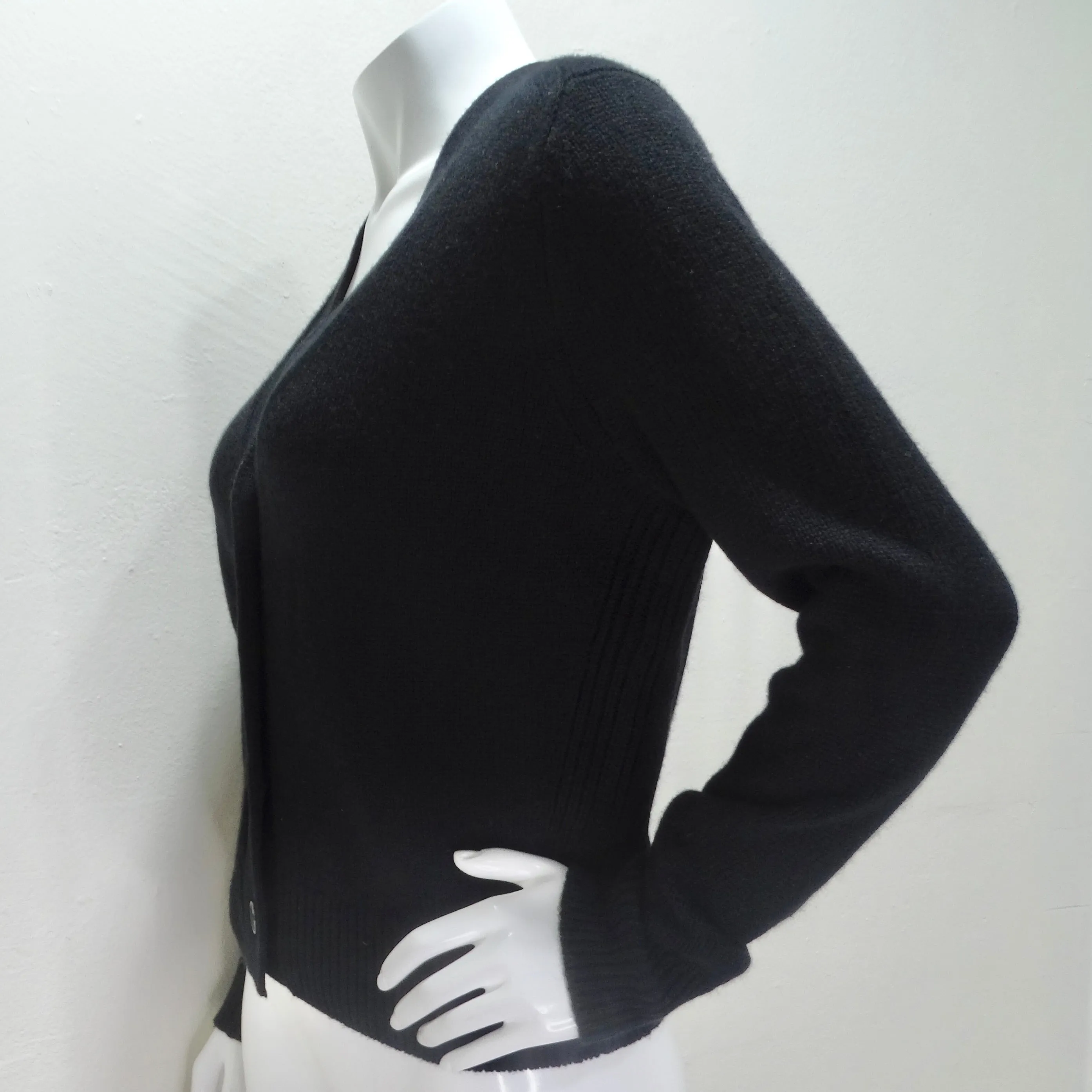 Christian Dior Black Cashmere Knit Logo Cardigan