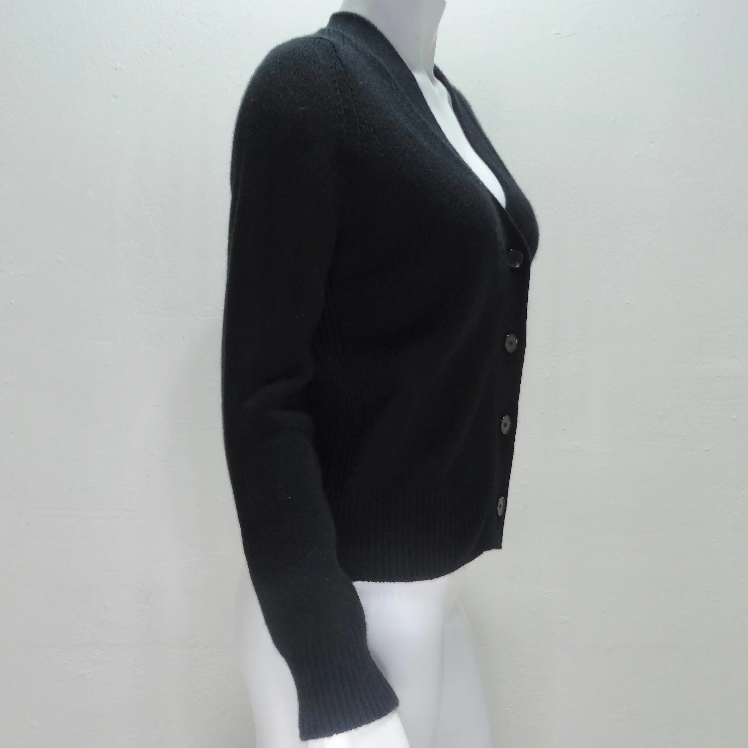 Christian Dior Black Cashmere Knit Logo Cardigan