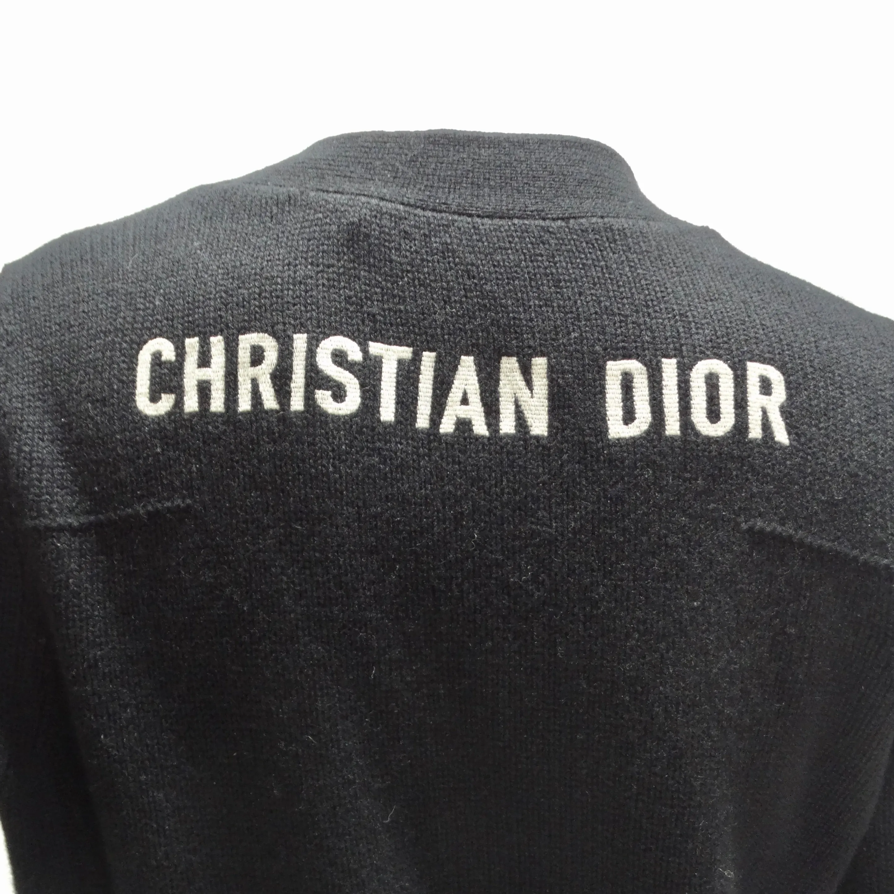 Christian Dior Black Cashmere Knit Logo Cardigan