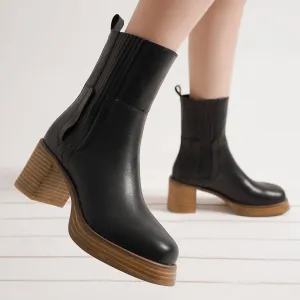 Chunky Platform Mid-Calf Boots