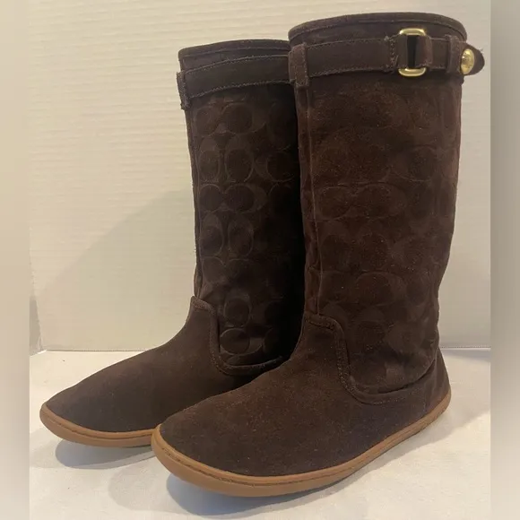 COACH Maressa Signature Brown Suede Boots Women’s Size 8