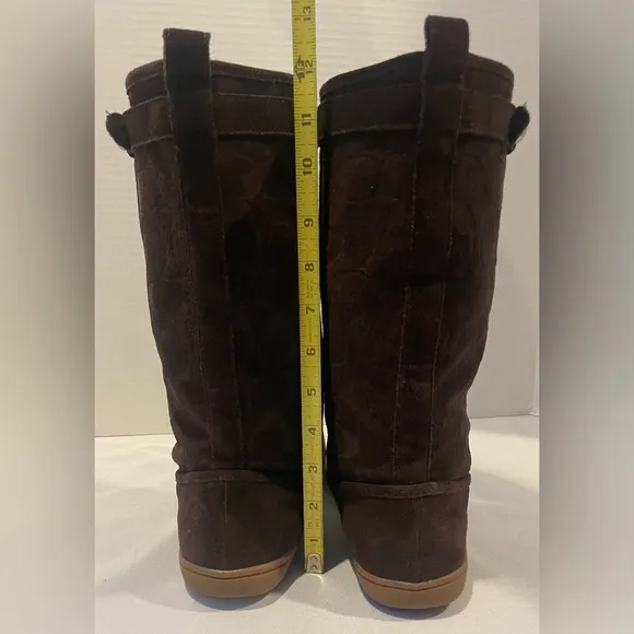 COACH Maressa Signature Brown Suede Boots Women’s Size 8
