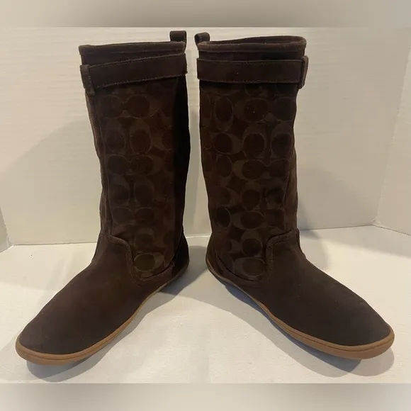 COACH Maressa Signature Brown Suede Boots Women’s Size 8