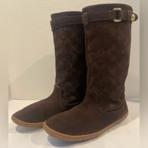 COACH Maressa Signature Brown Suede Boots Women’s Size 8