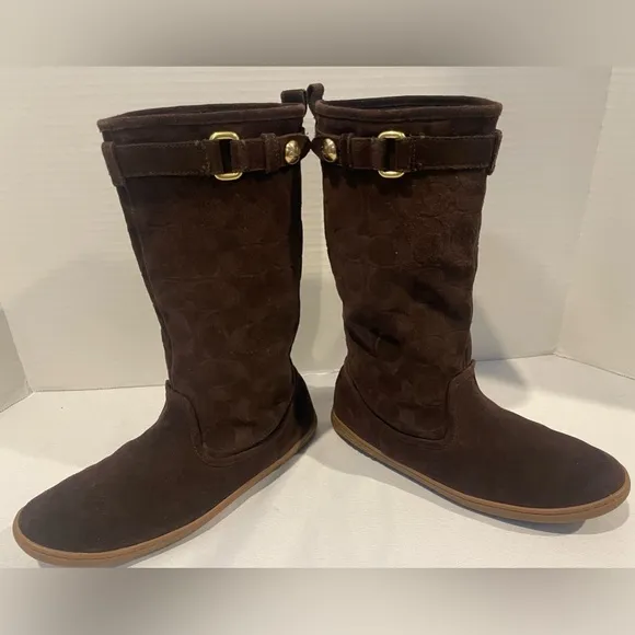 COACH Maressa Signature Brown Suede Boots Women’s Size 8