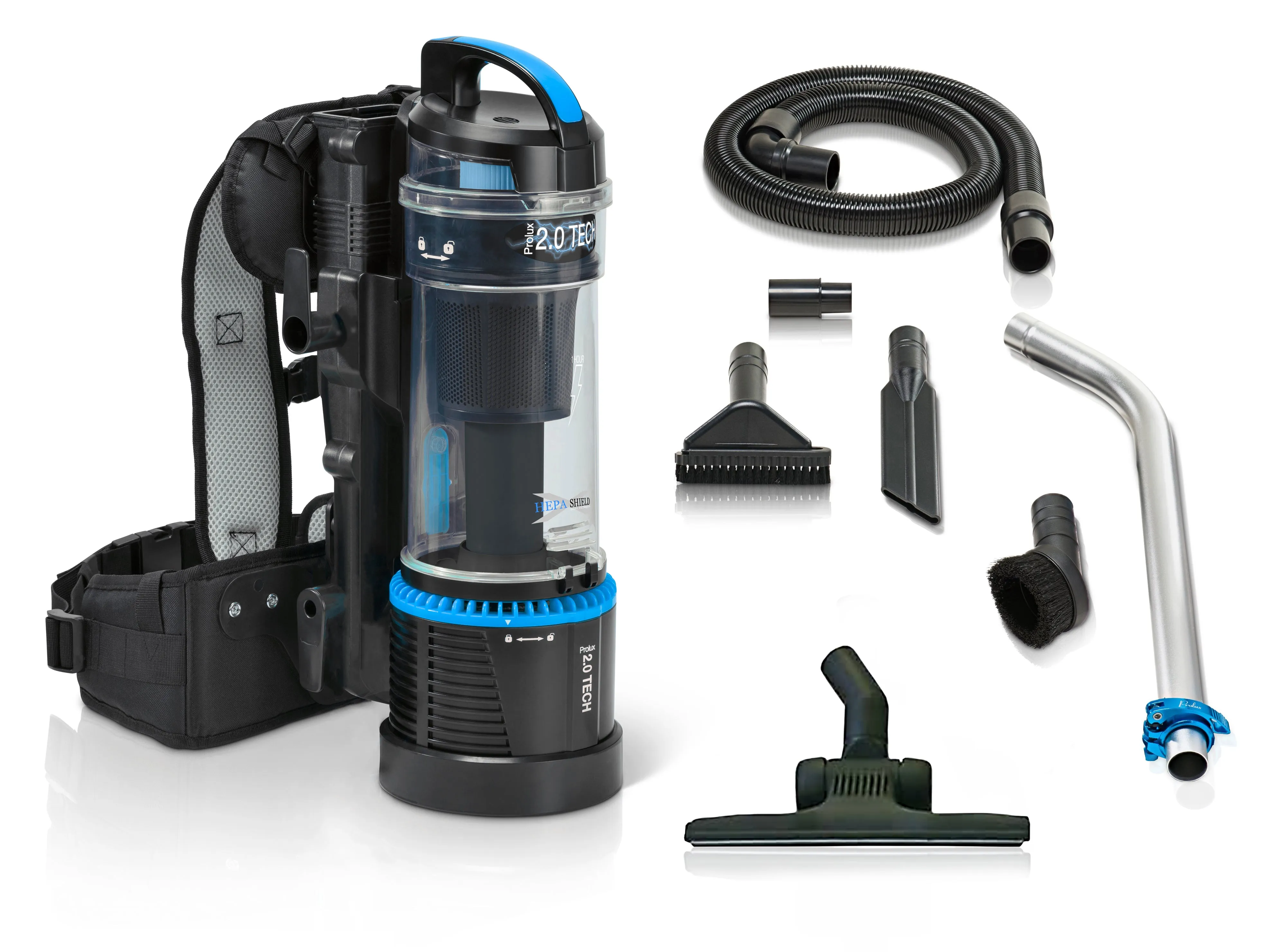 Cordless 1 Hour - Prolux 2.0 Cordless Bagless Backpack Vacuum with Lithium Ion Batteries