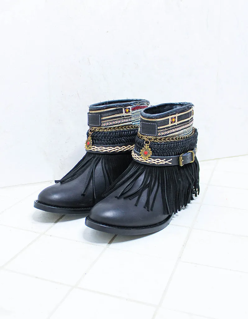 Custom Made Boho Boots in Black | SIZE 40
