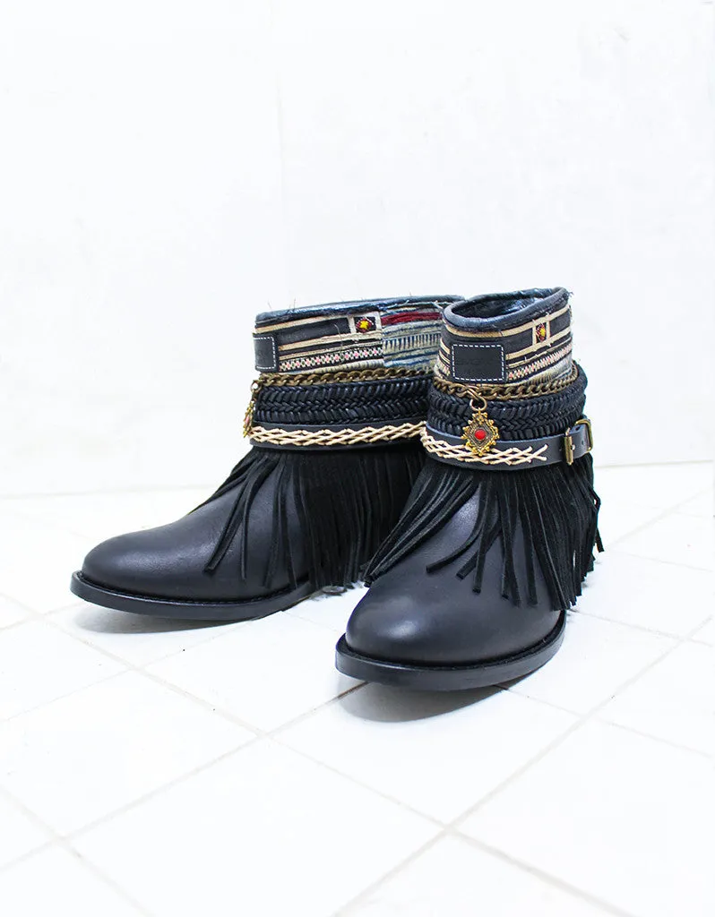 Custom Made Boho Boots in Black | SIZE 40