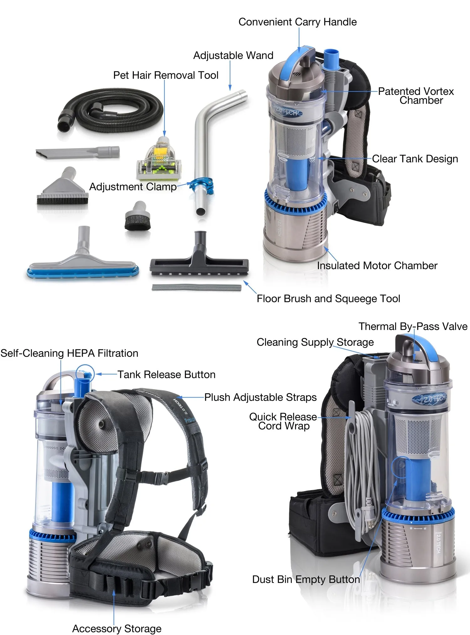 Demo Unit Save 25% Lightweight Bagless Backpack Vacuum w/ Warranty 5 YR Warranty by Prolux (2.0)