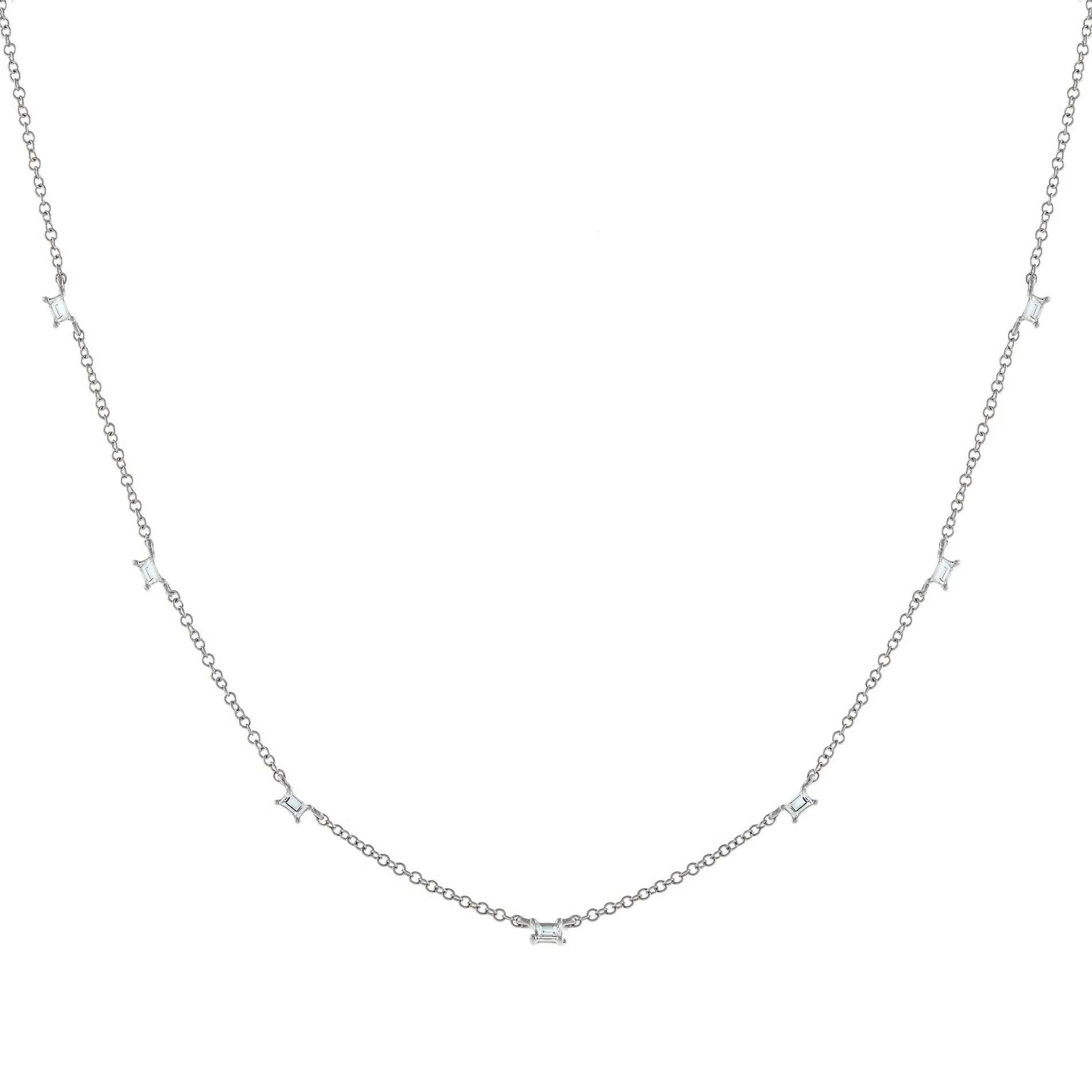Diamond Multi Baguette Necklace 14K