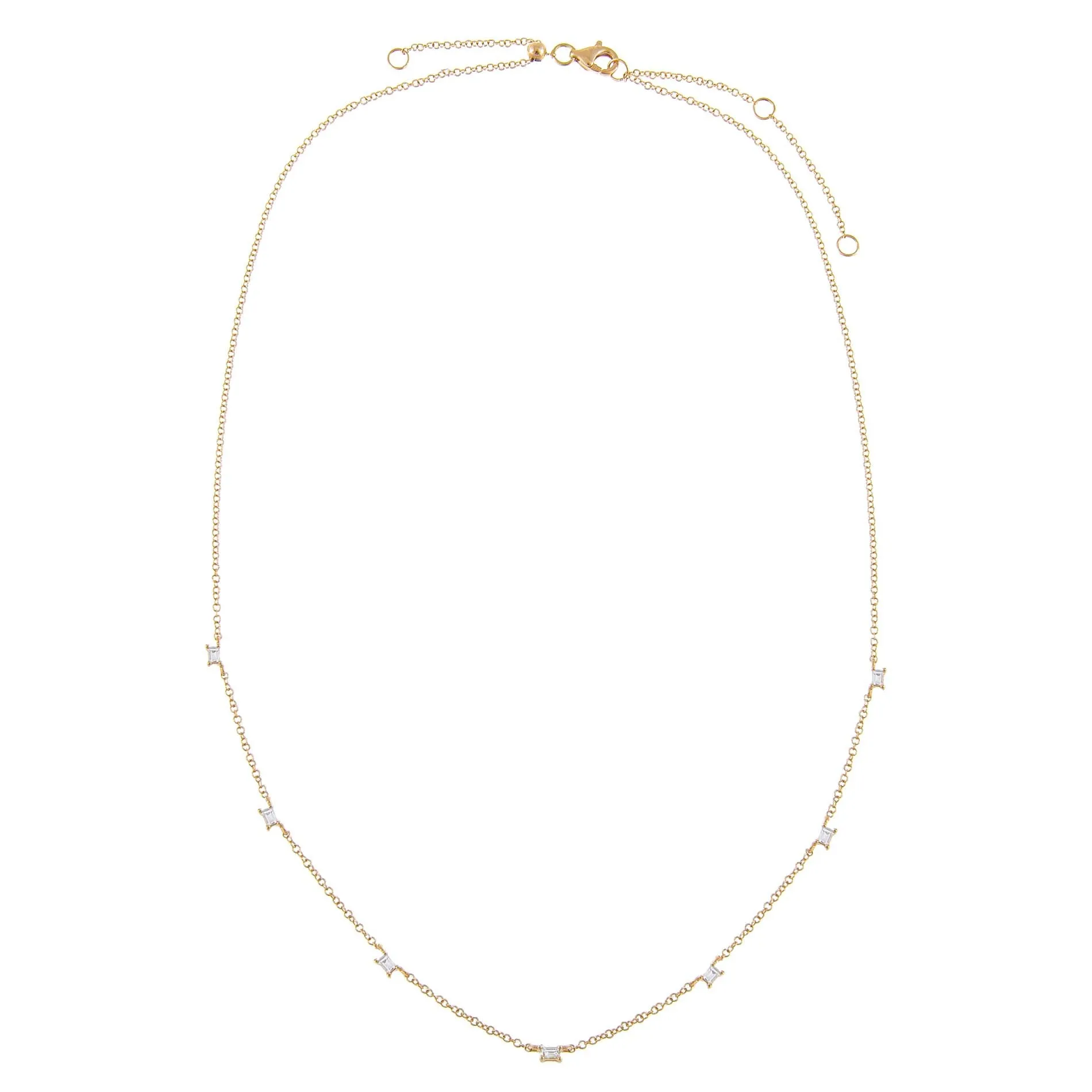 Diamond Multi Baguette Necklace 14K