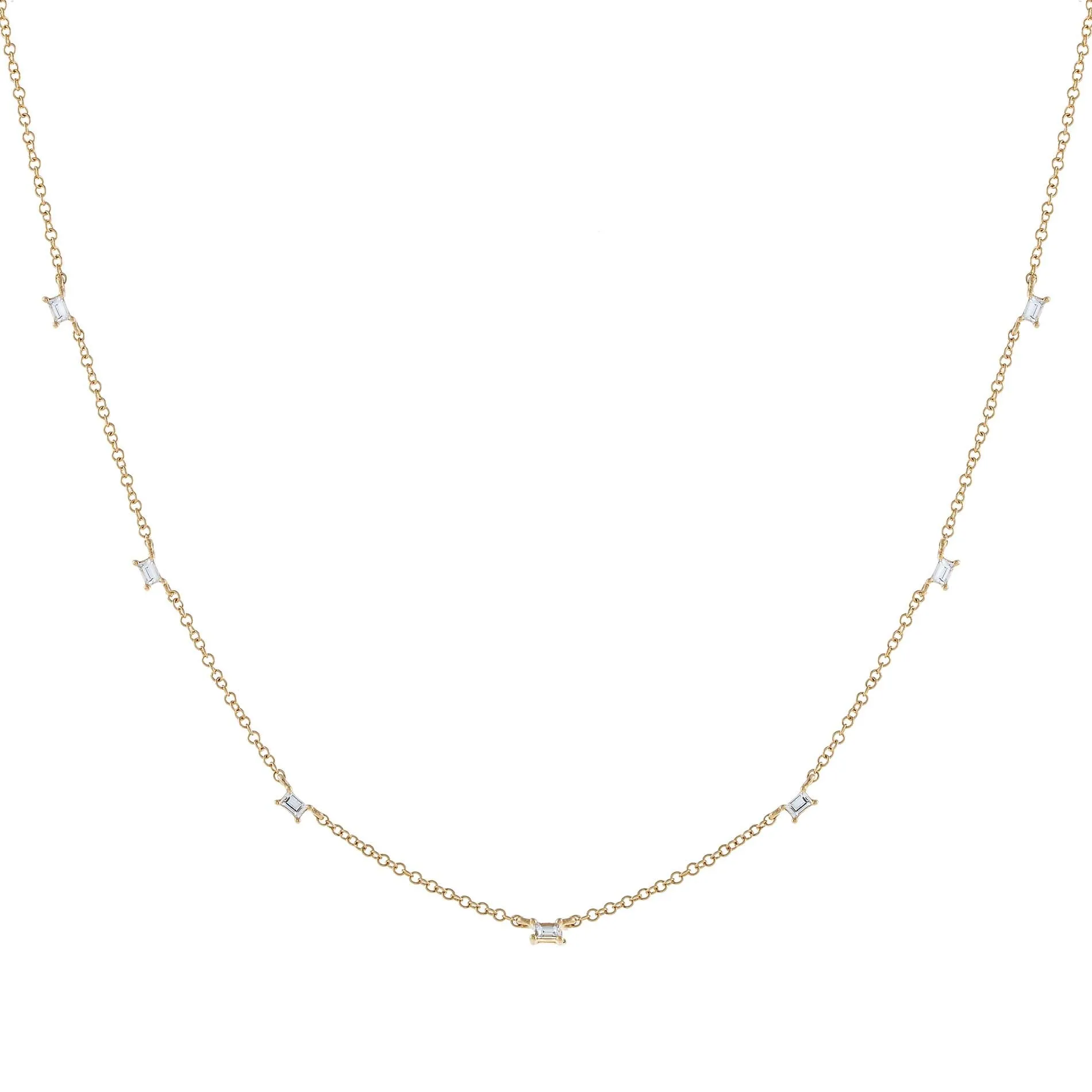 Diamond Multi Baguette Necklace 14K