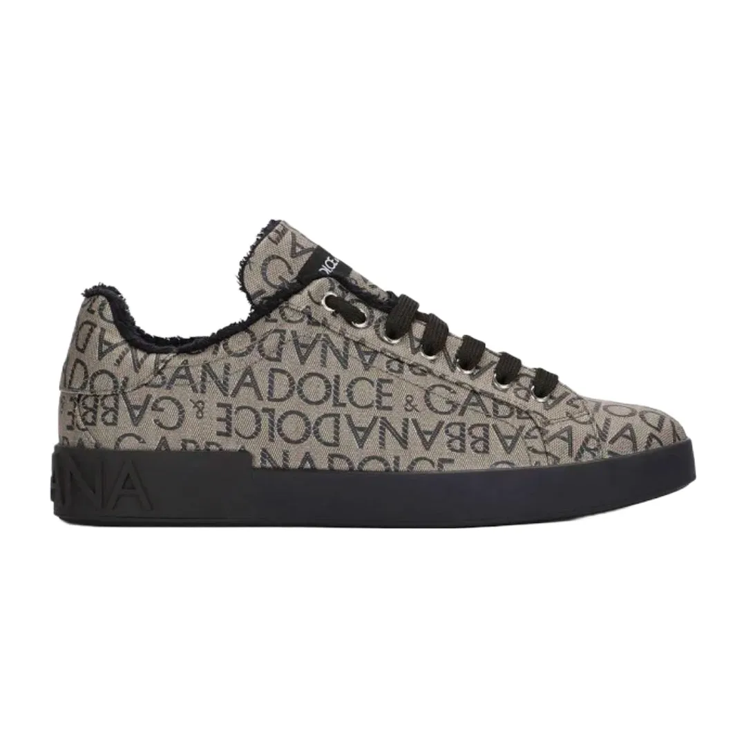 DOLCE & GABBANA PORTOFINO SNEAKER LOGO PRINT BROWN/BLACK