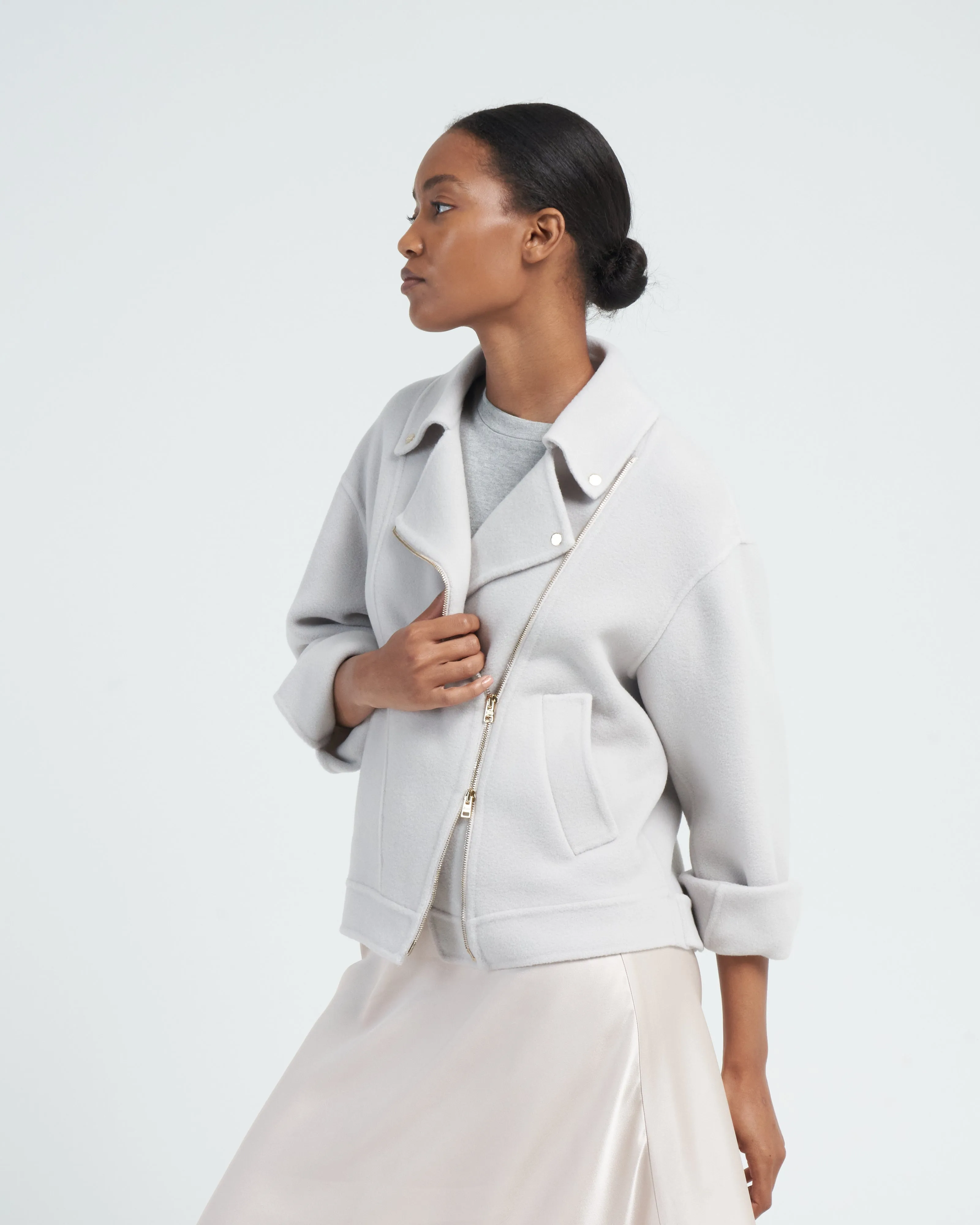 double faced wool moto jacket