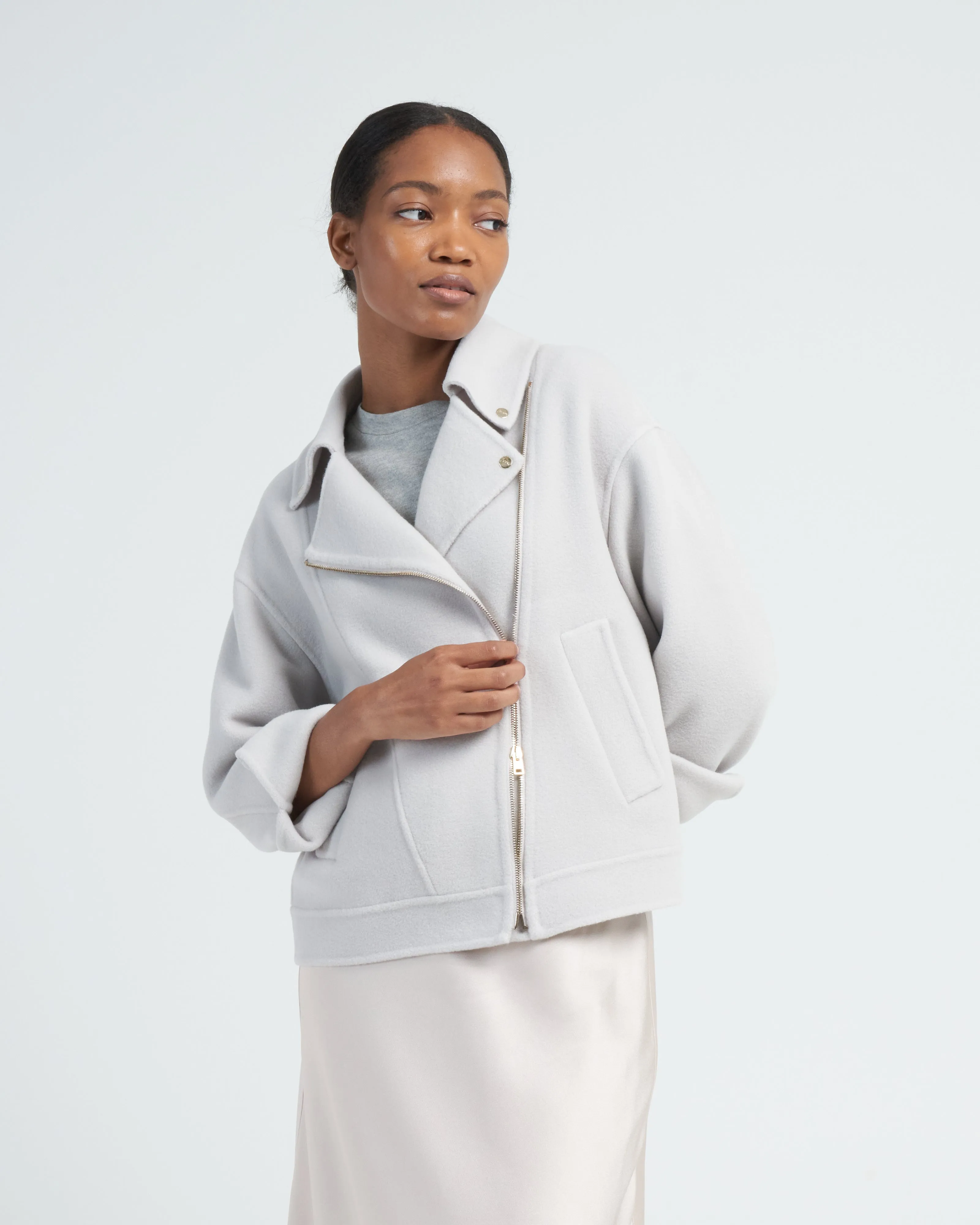 double faced wool moto jacket