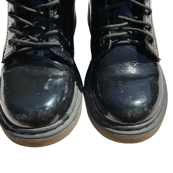 DR MARTENS JUNIOR 1460 DELANEY BLACK PATENT LEATHER LACE UP ZIP BOOTS ZSIZE 13