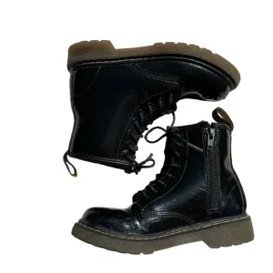 DR MARTENS JUNIOR 1460 DELANEY BLACK PATENT LEATHER LACE UP ZIP BOOTS ZSIZE 13
