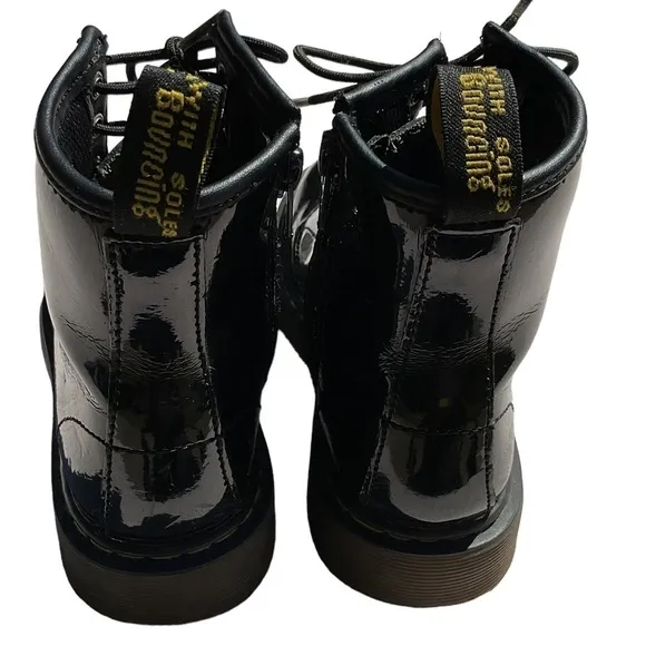 DR MARTENS JUNIOR 1460 DELANEY BLACK PATENT LEATHER LACE UP ZIP BOOTS ZSIZE 13