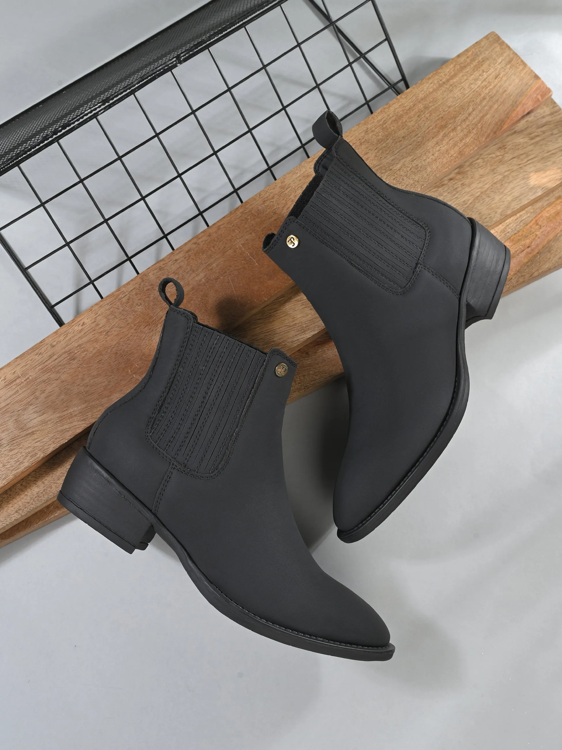 El Paso Women Faux Leather Casual Chelsea Boots