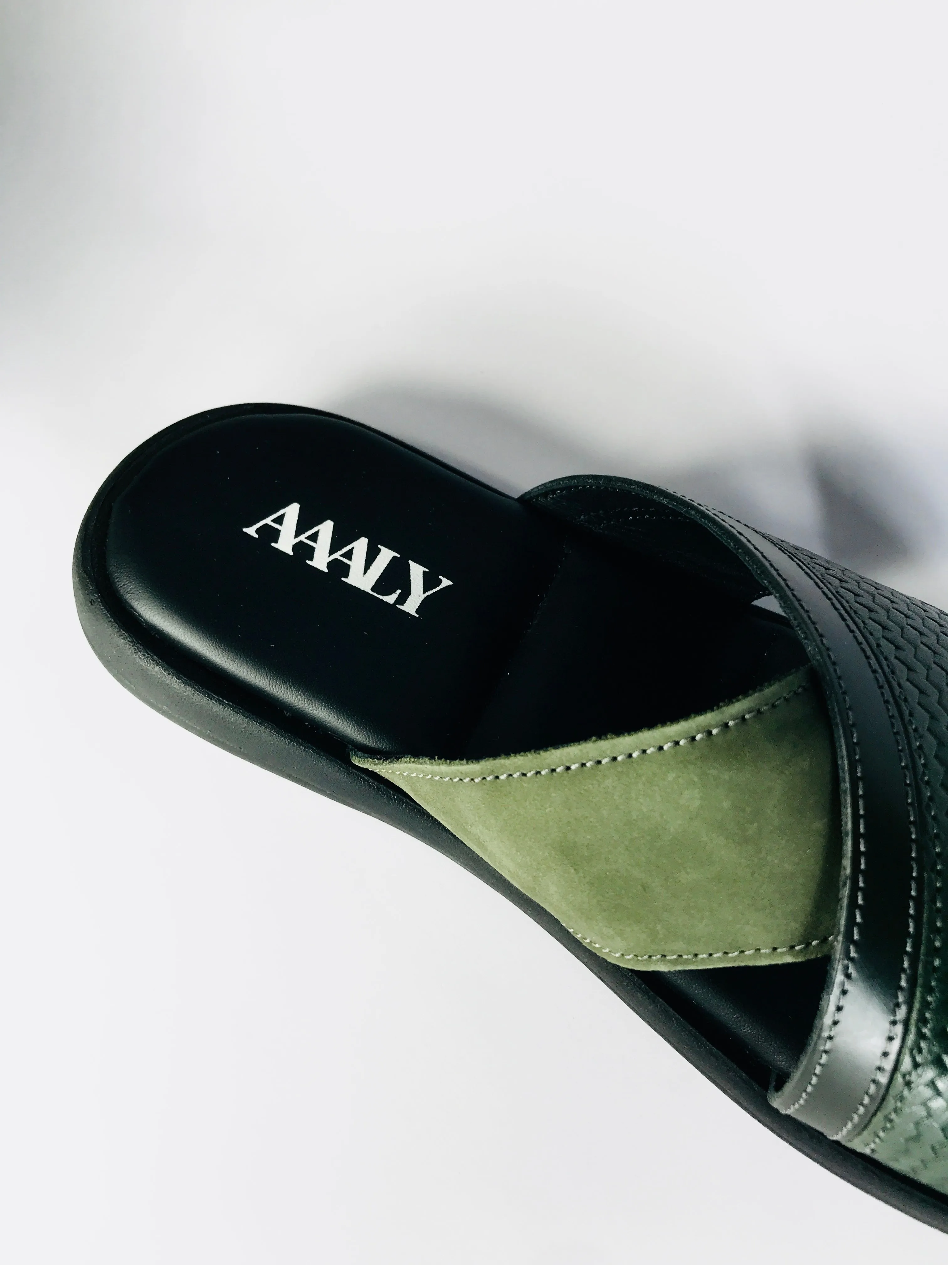 Embossed Leather Crisscross Sandals