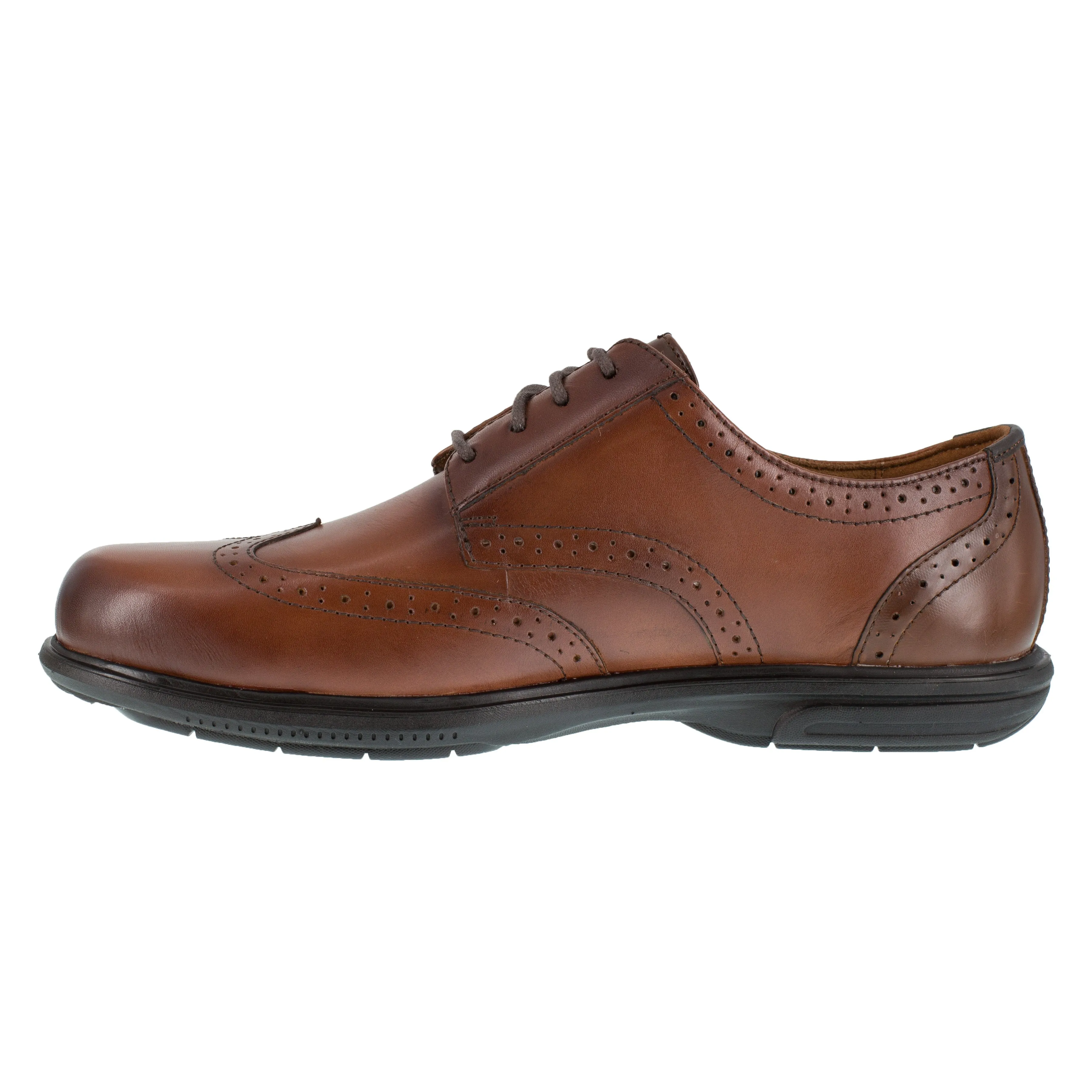 Florsheim Men's Loedin Steel Toe Wing Tip Work Shoe - Brown - FS2023