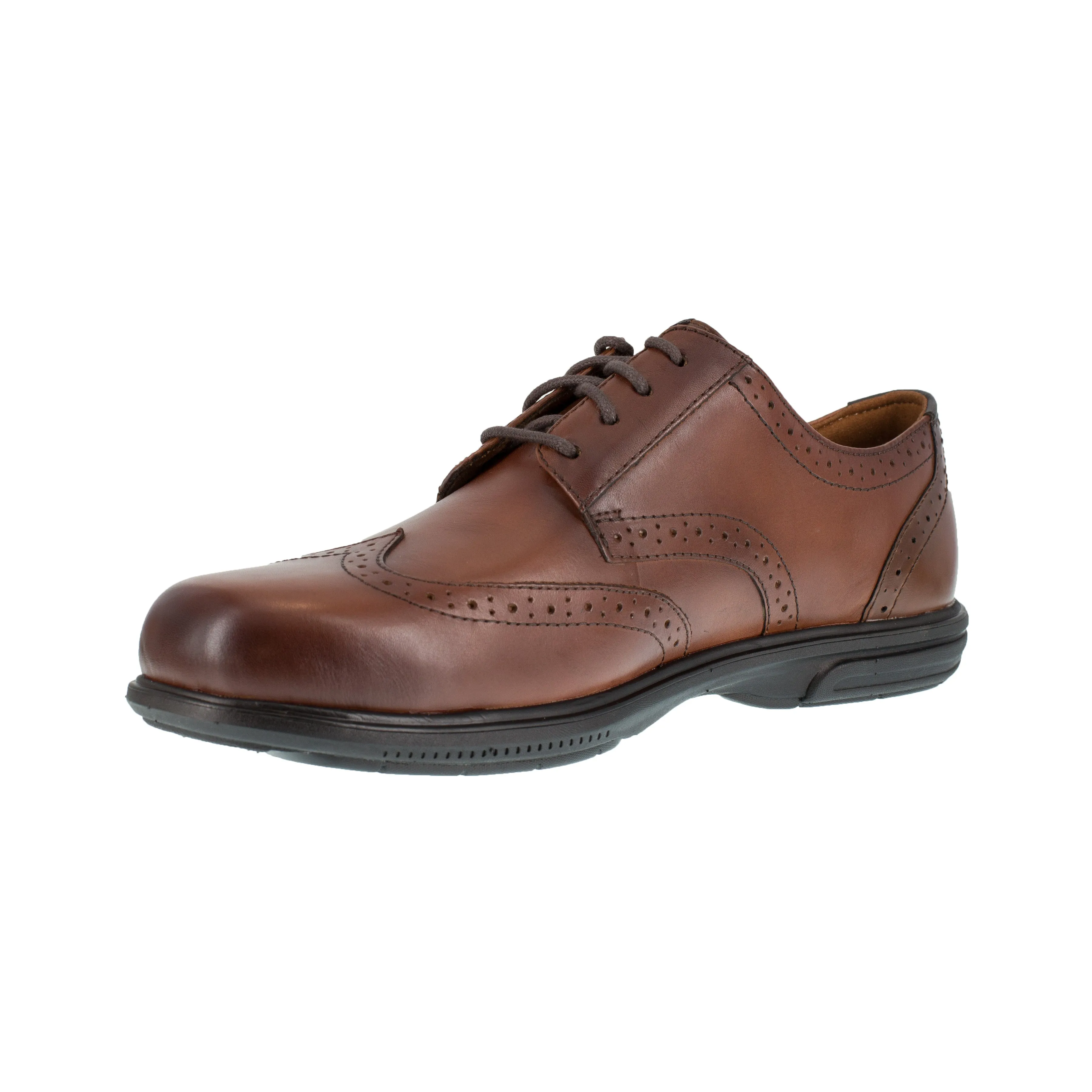 Florsheim Men's Loedin Steel Toe Wing Tip Work Shoe - Brown - FS2023