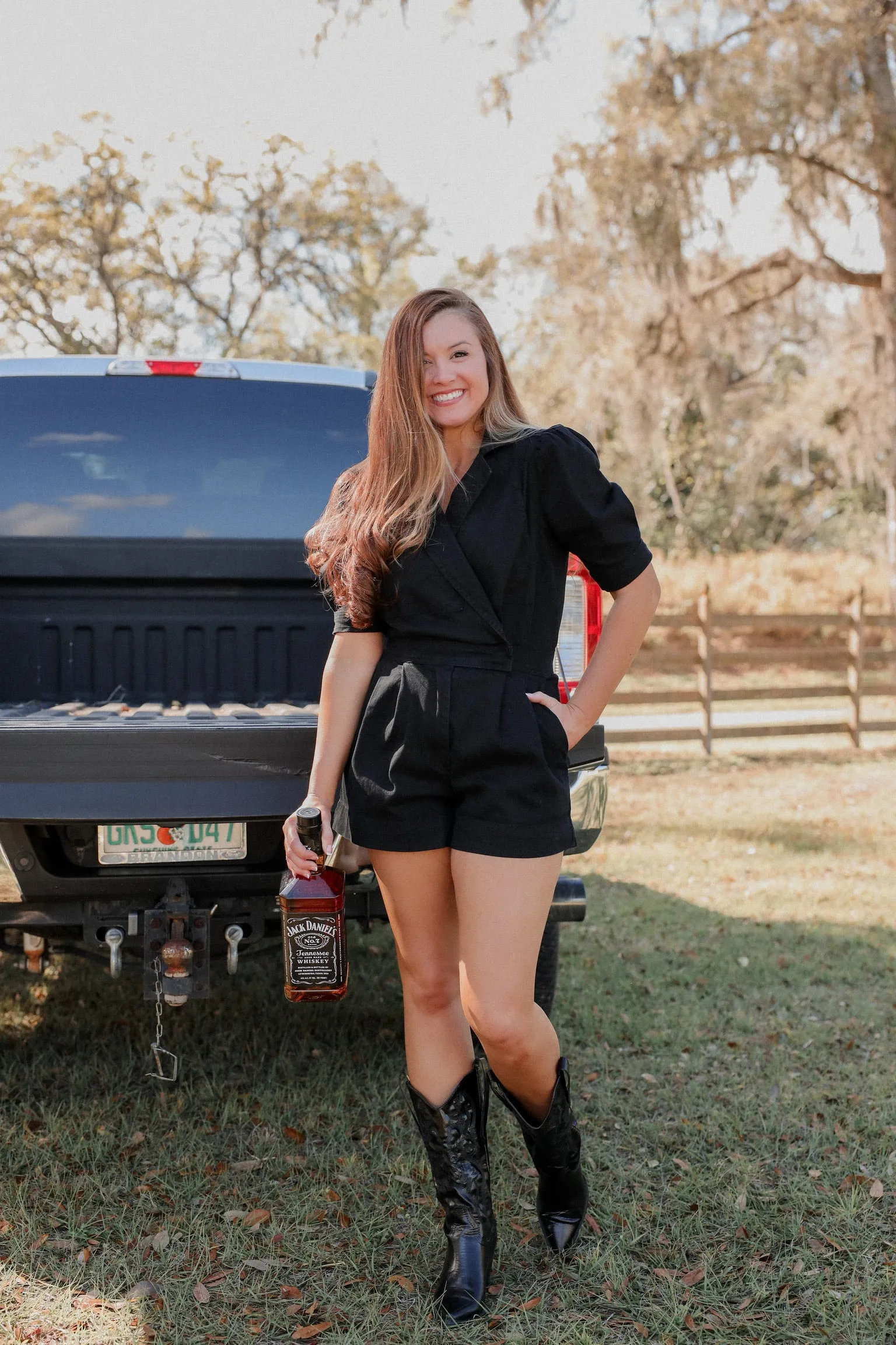 Go All-In Vibrant Surplice Denim Romper - Black